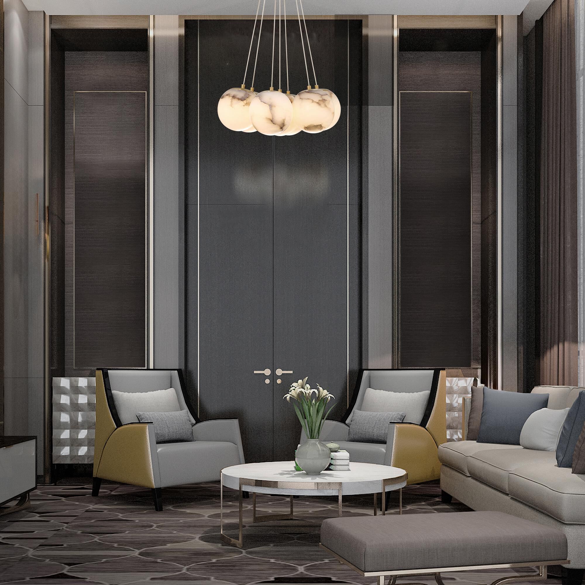 Shown in Gold finish and White Alabaster shade