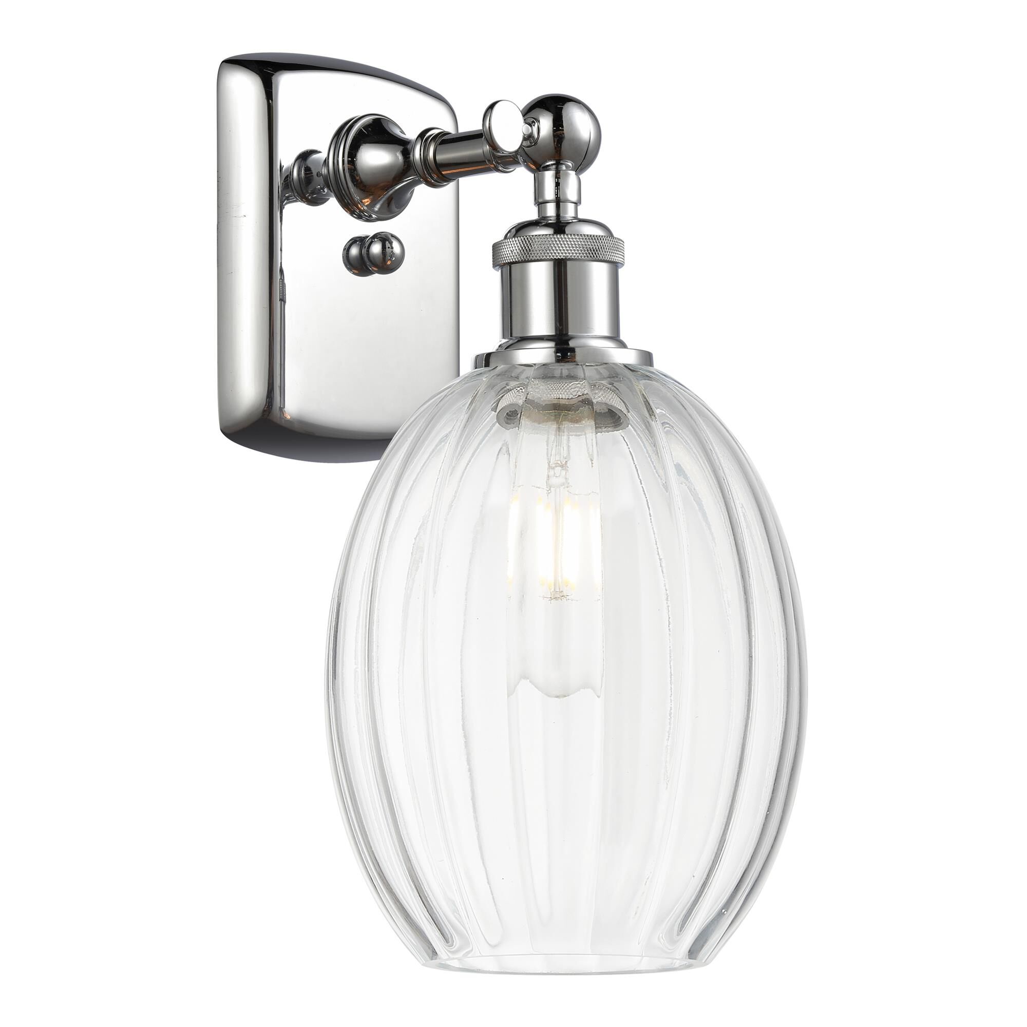 Shown in Polished Chrome finish and Clear glass