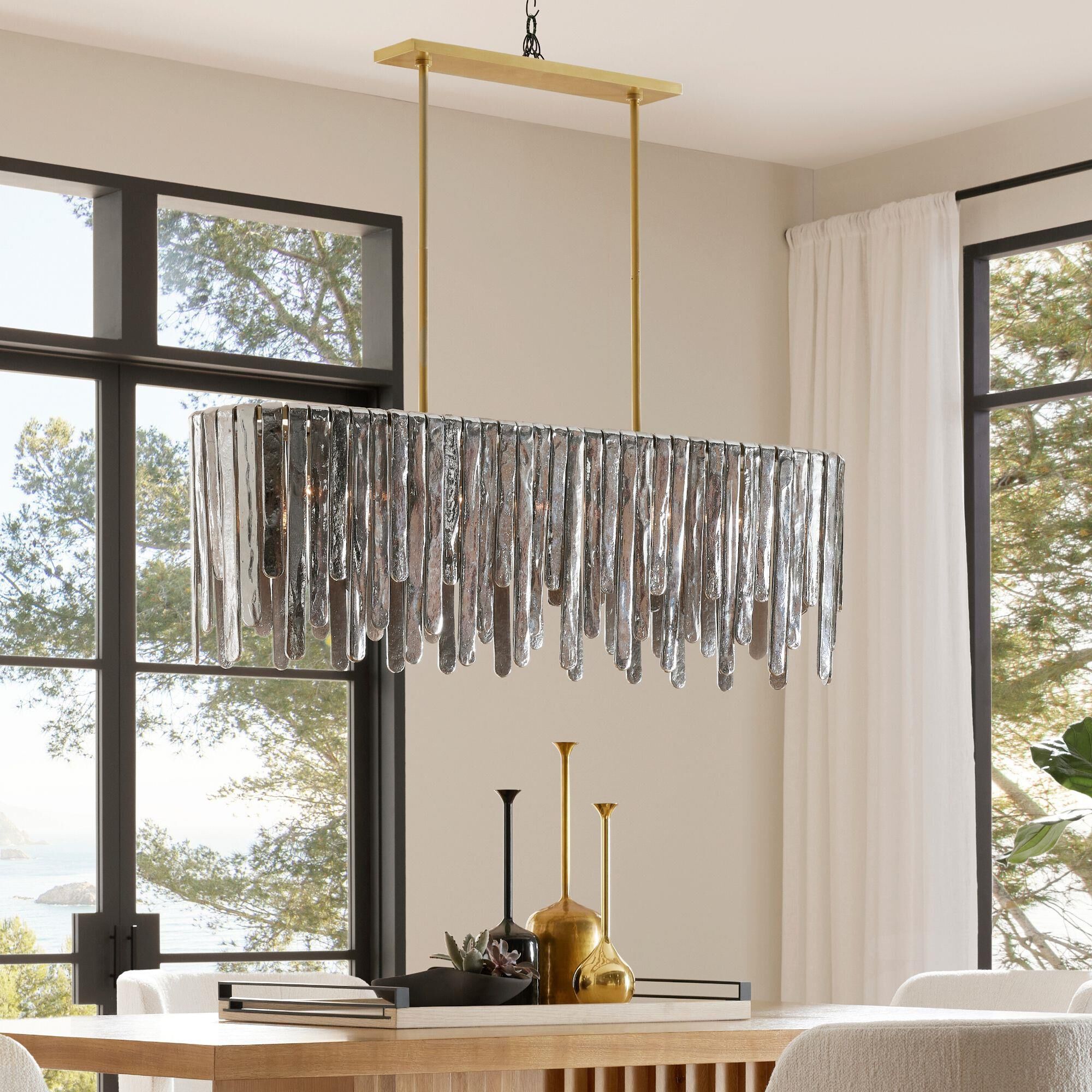 Shown in Antique Brass finish and Smokey glass