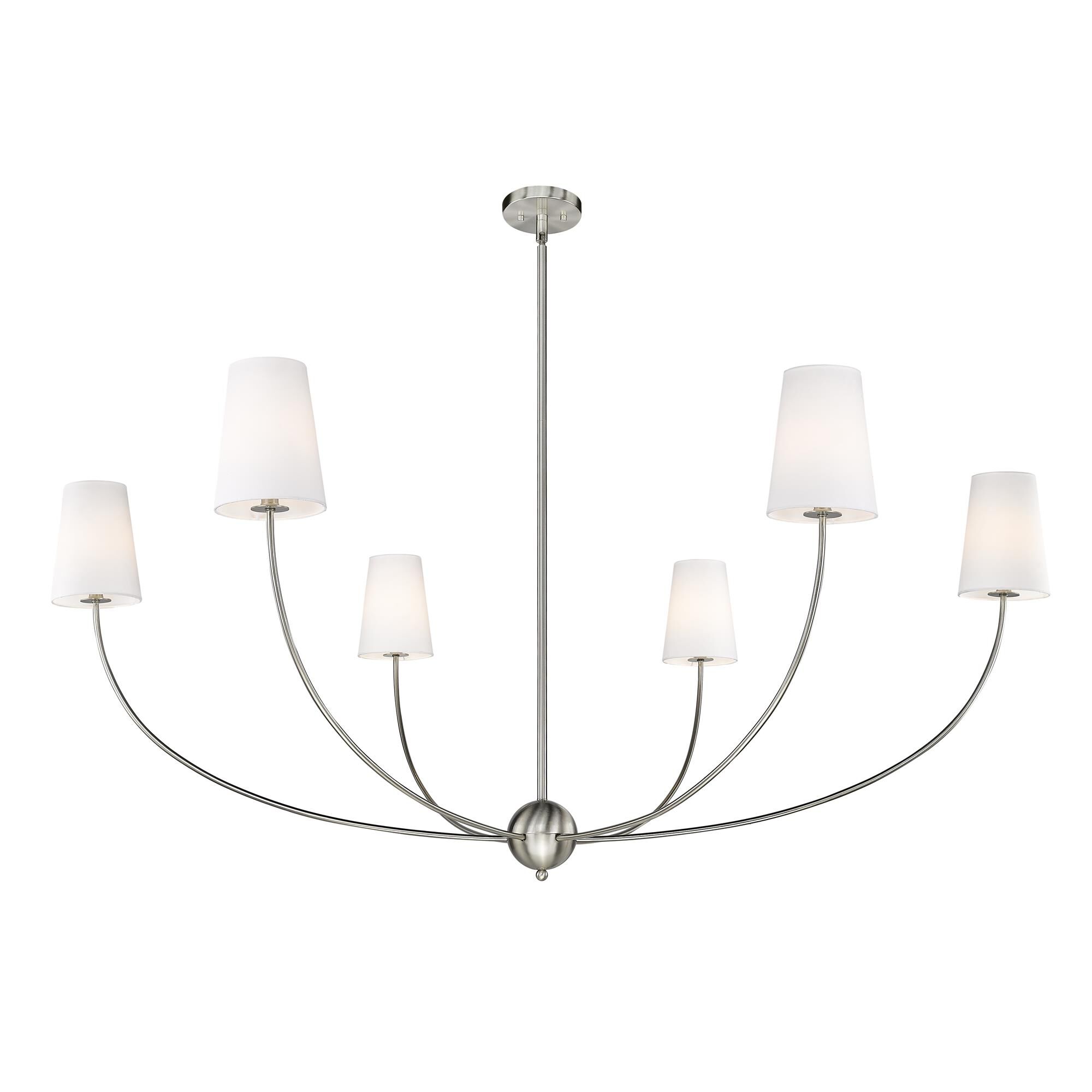 Shown in Brushed Nickel finish and White glass