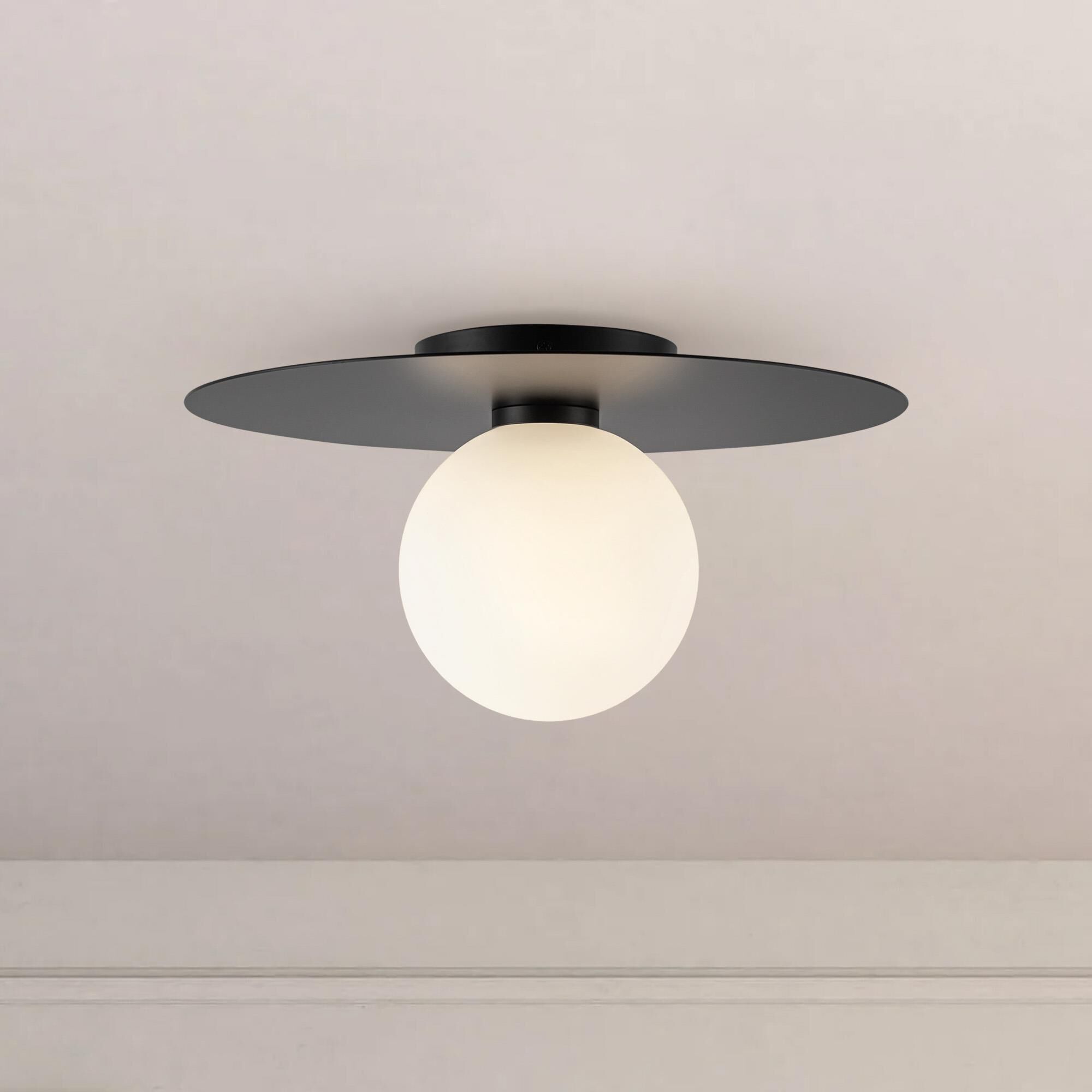 Shown in Black finish and Opal glass