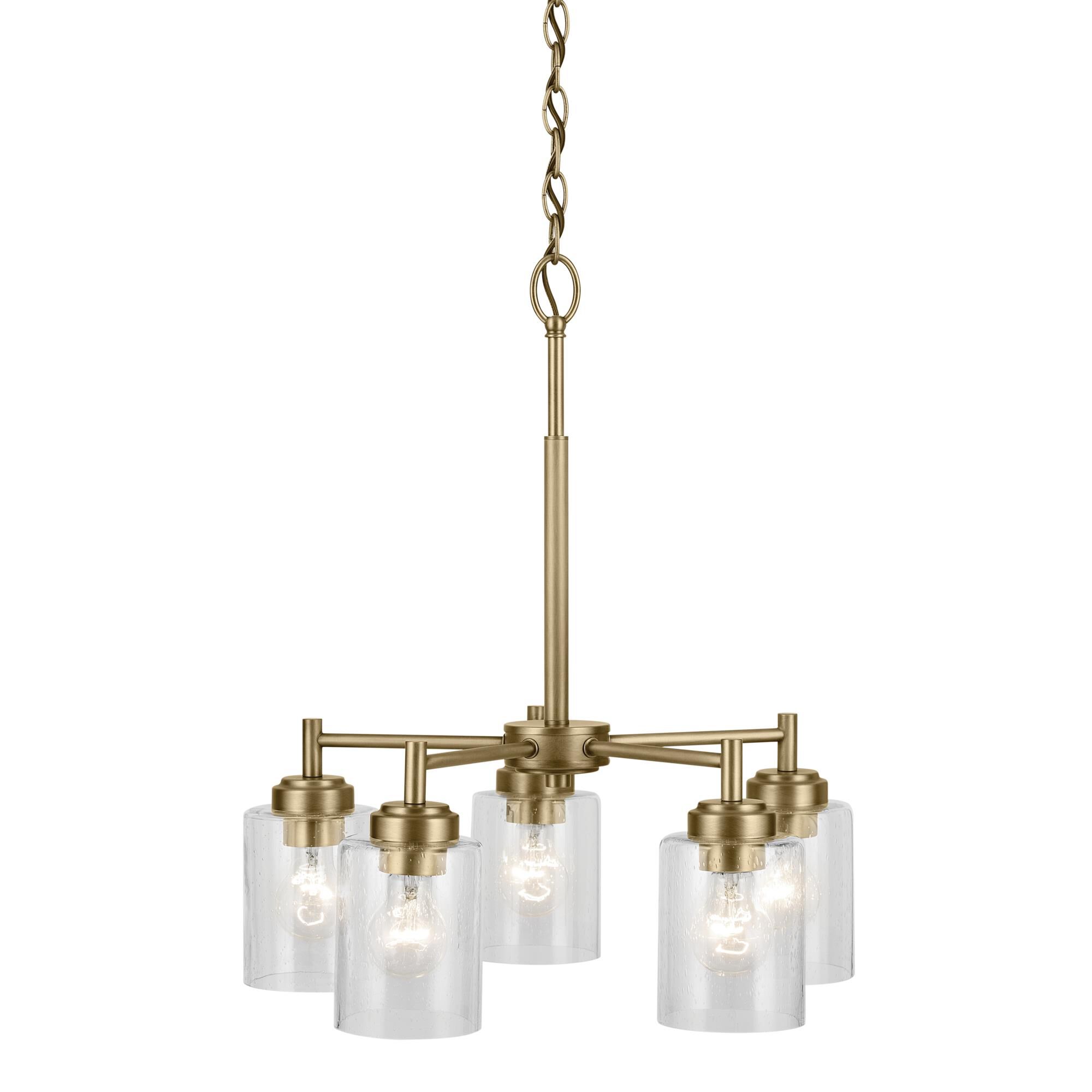 Shown in Natural Brass finish and Clear Seeded glass