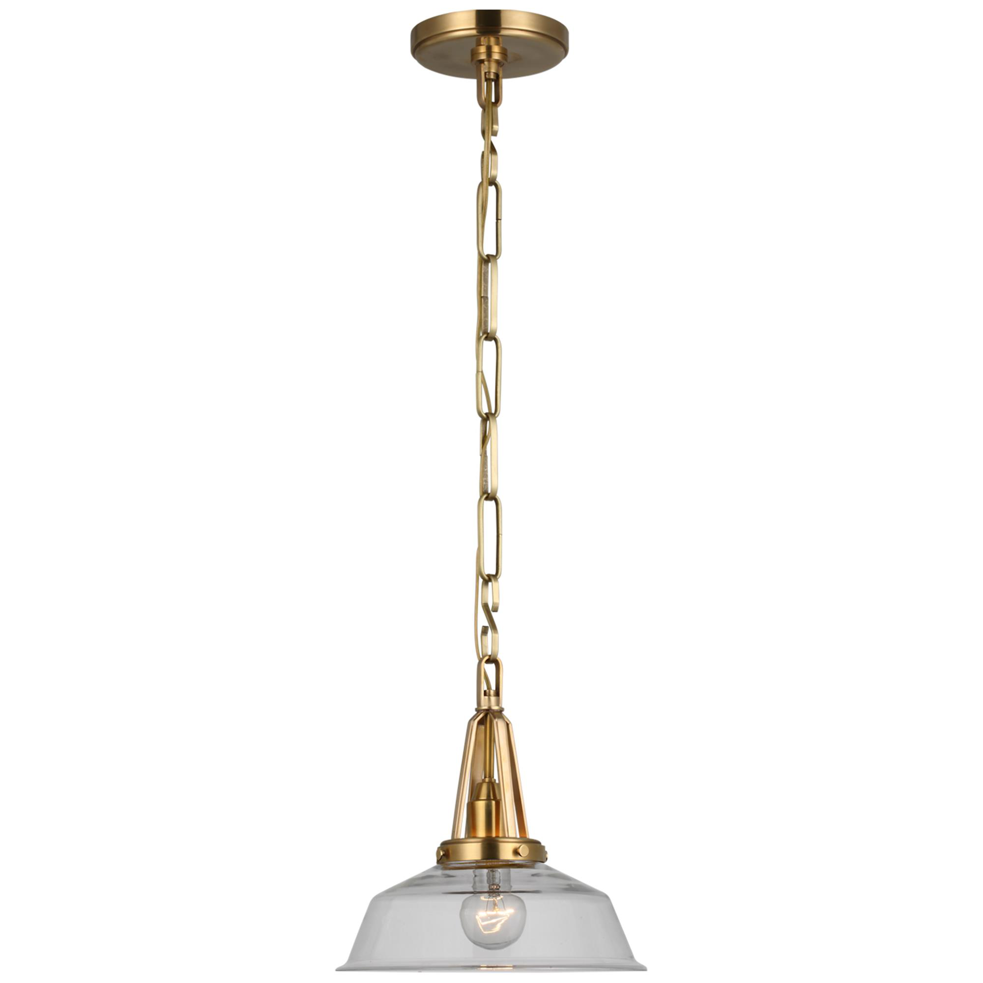 Shown in Antique-Burnished Brass finish and Clear Glass shade