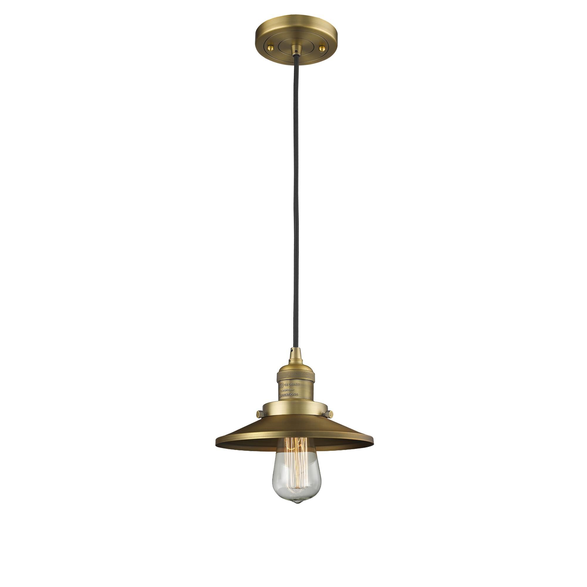 Shown in Brushed Brass finish and Brushed Brass shade