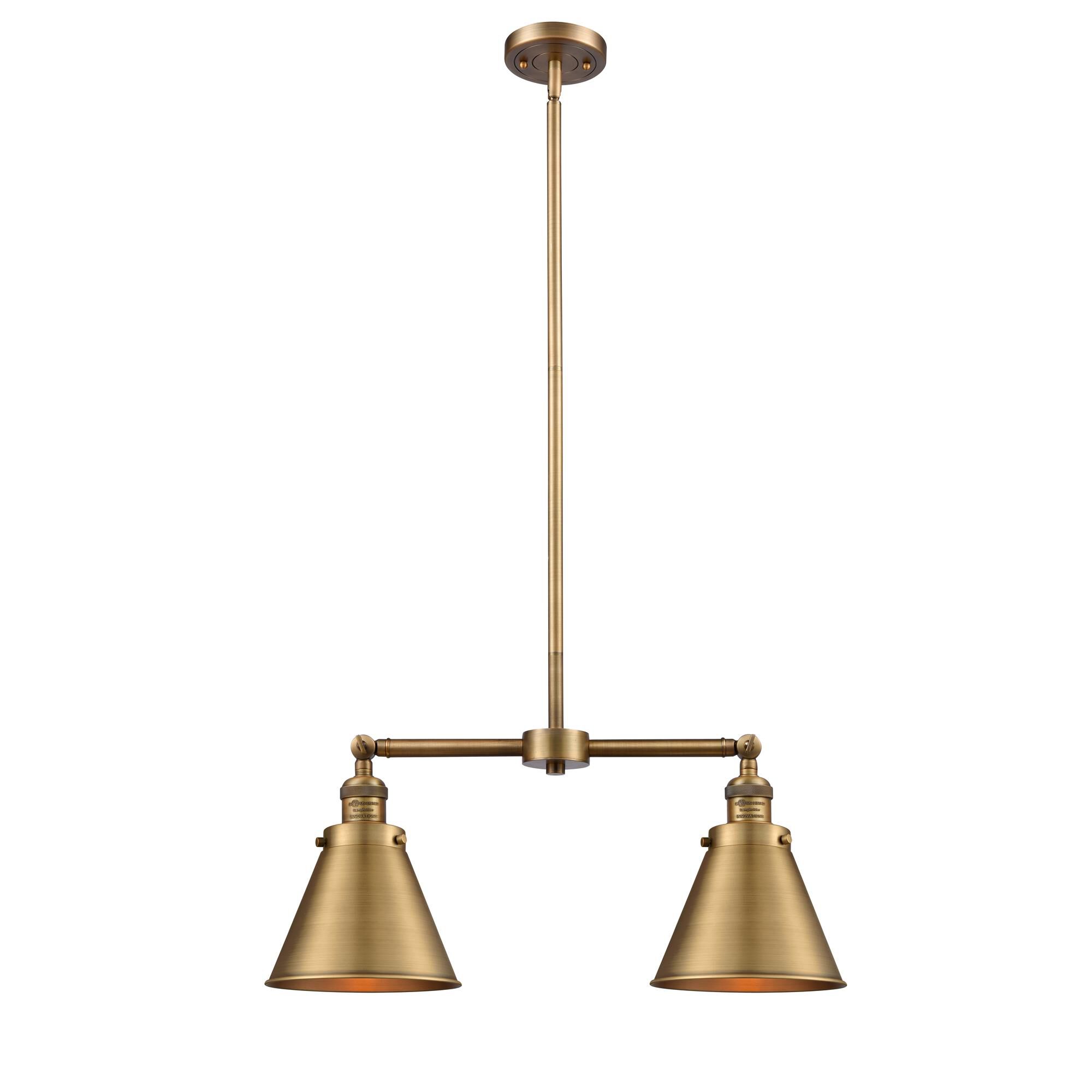 Shown in Brushed Brass finish and Metal - Brushed Brass - Cone shade