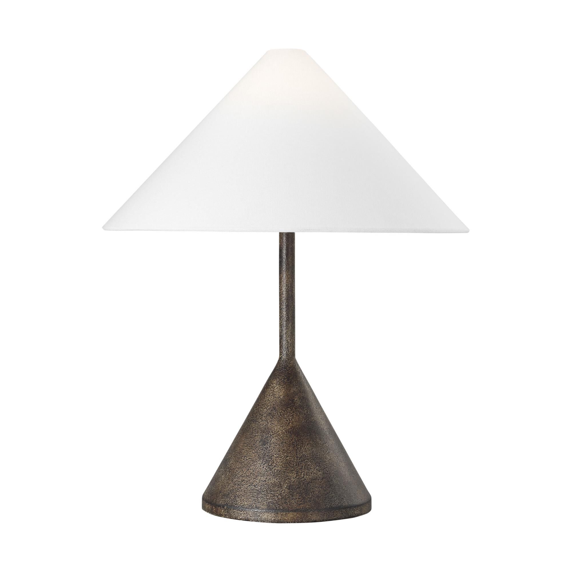 Shown in Rustic Bronze finish and White Linen shade
