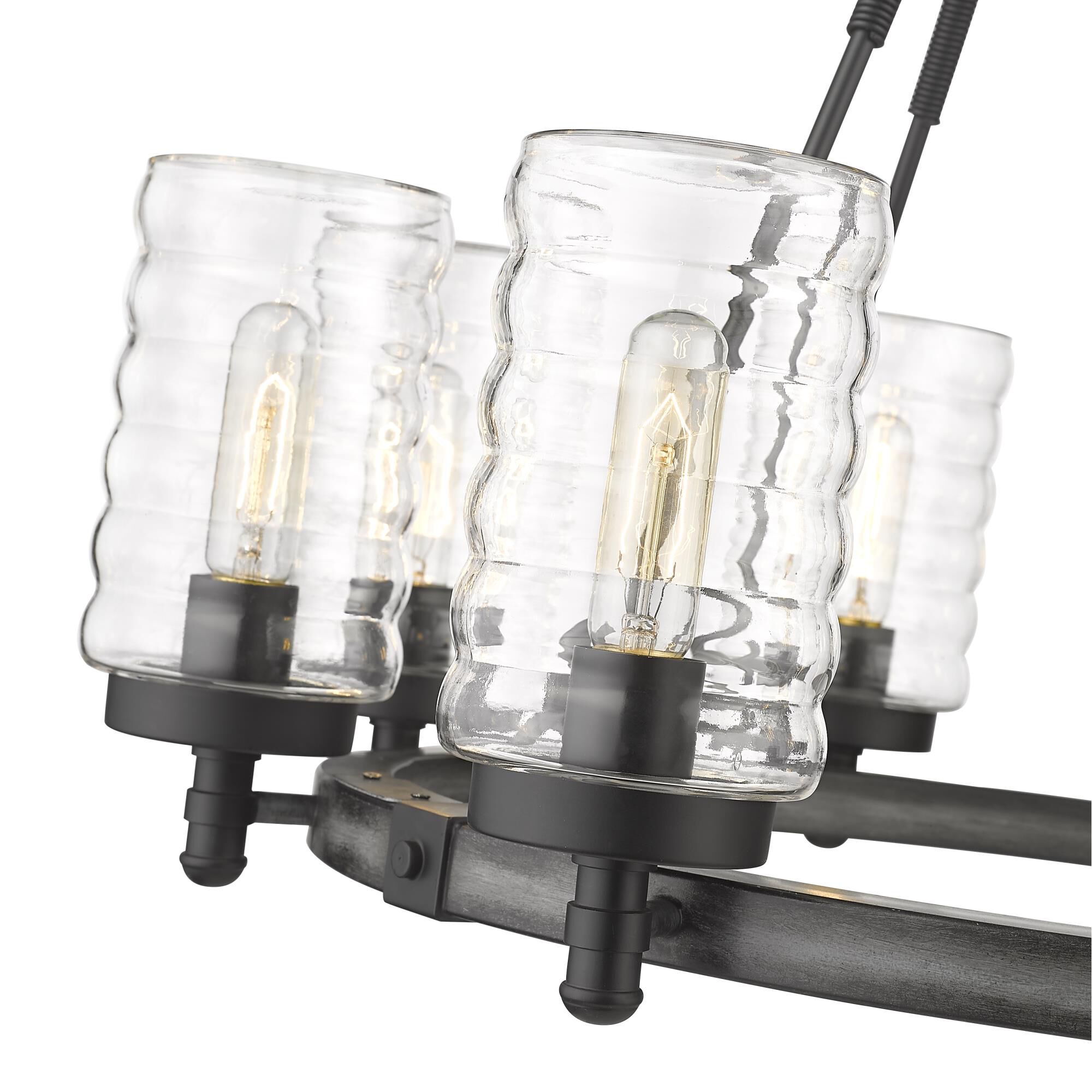 Shown in Ashen Barnboard finish and Clear glass and No Shade shade