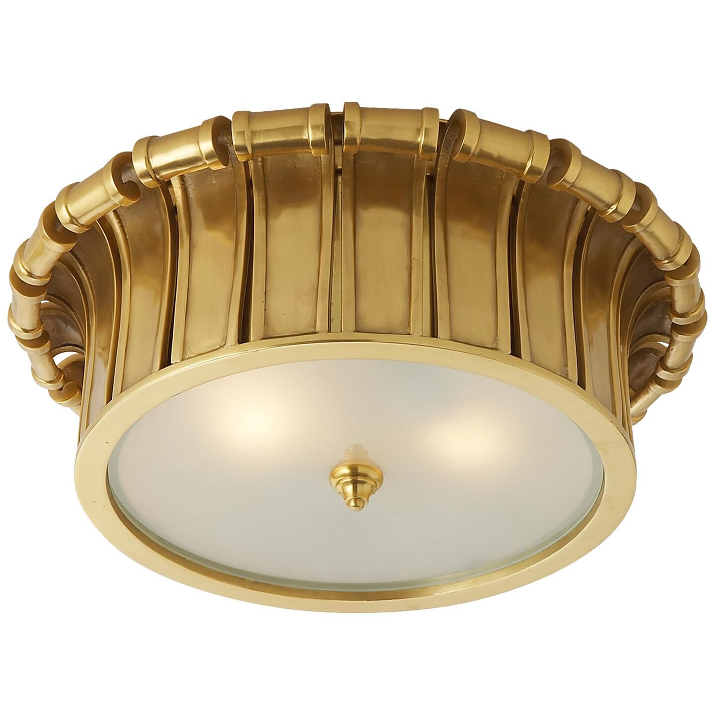 Shown in Natural Brass finish and Frosted glass 