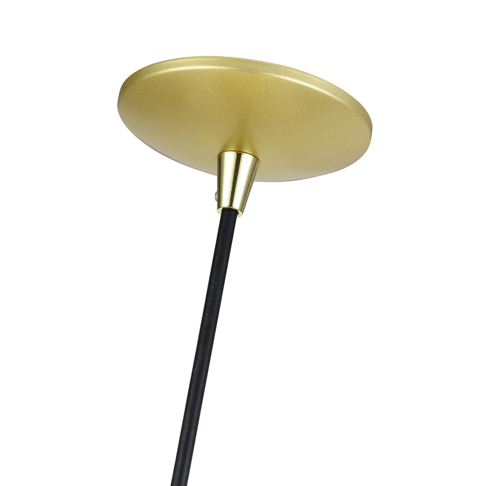 Shown in Soft Gold with Polished Brass Accents finish and Soft Gold Steel with Shiny White Inside shade