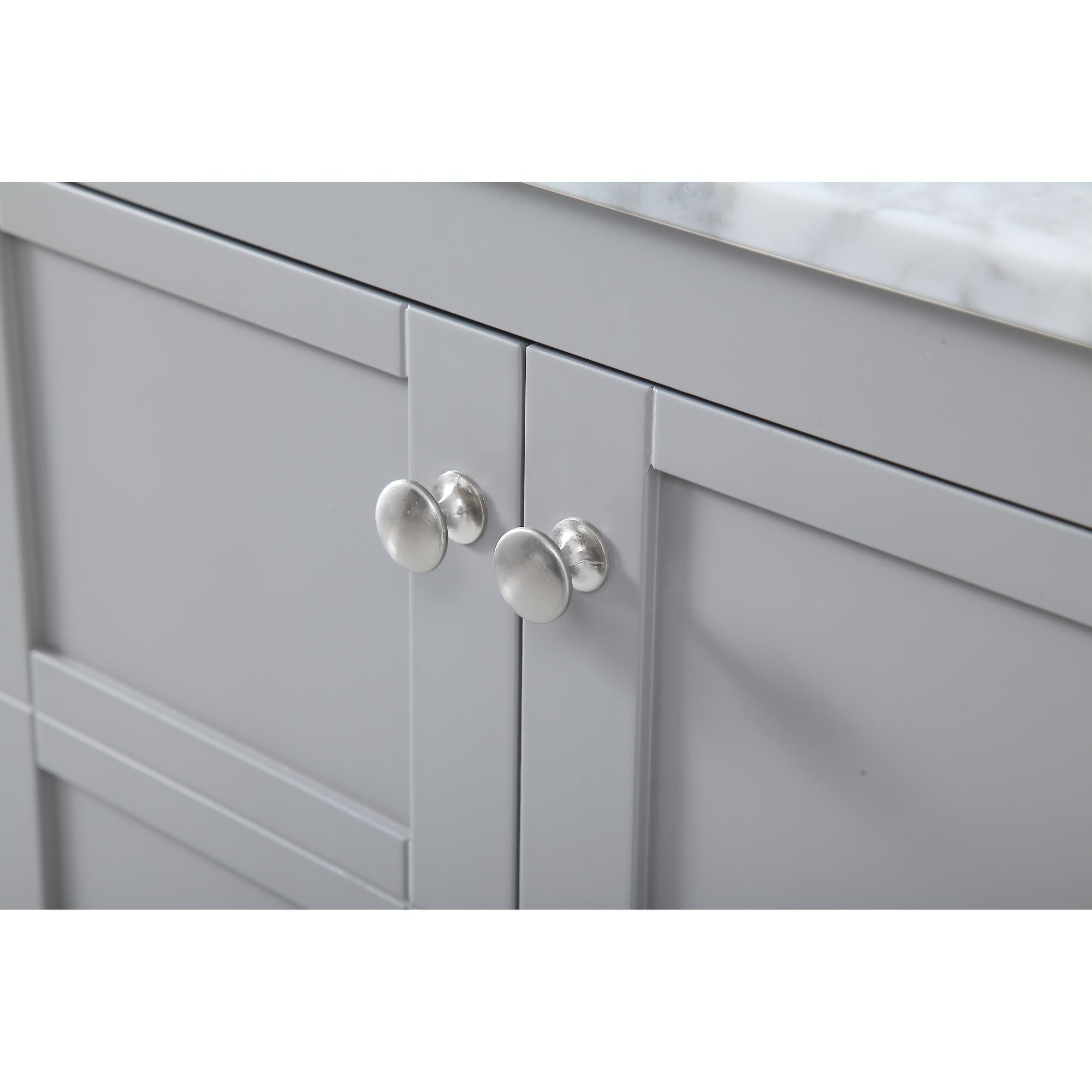 Shown in Gray And Brushed Nickel With Carrara White Marble finish