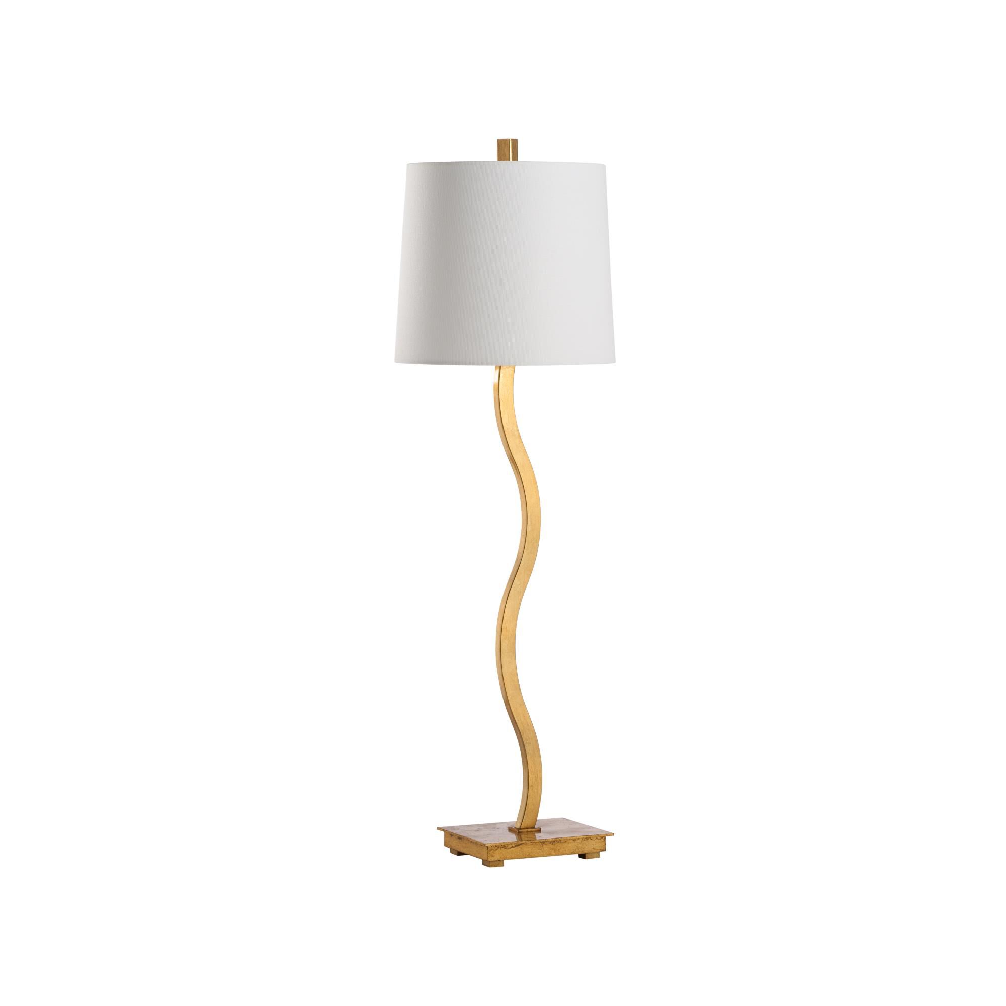 Shown in Gold finish and Linen shade