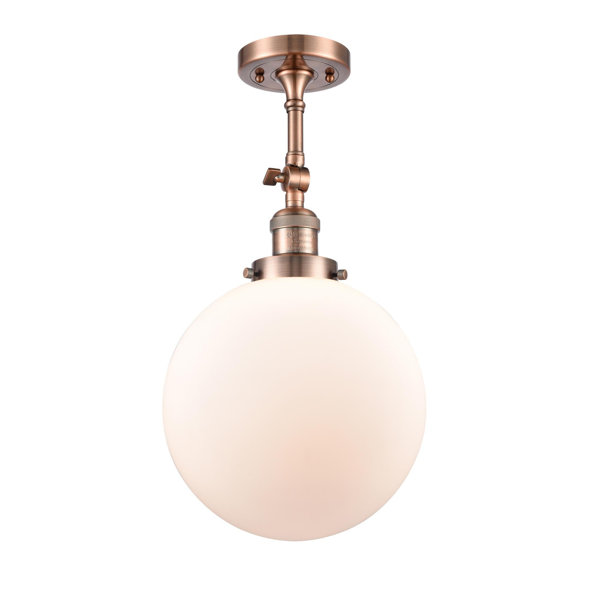 Shown in Antique Copper finish and Frosted glass