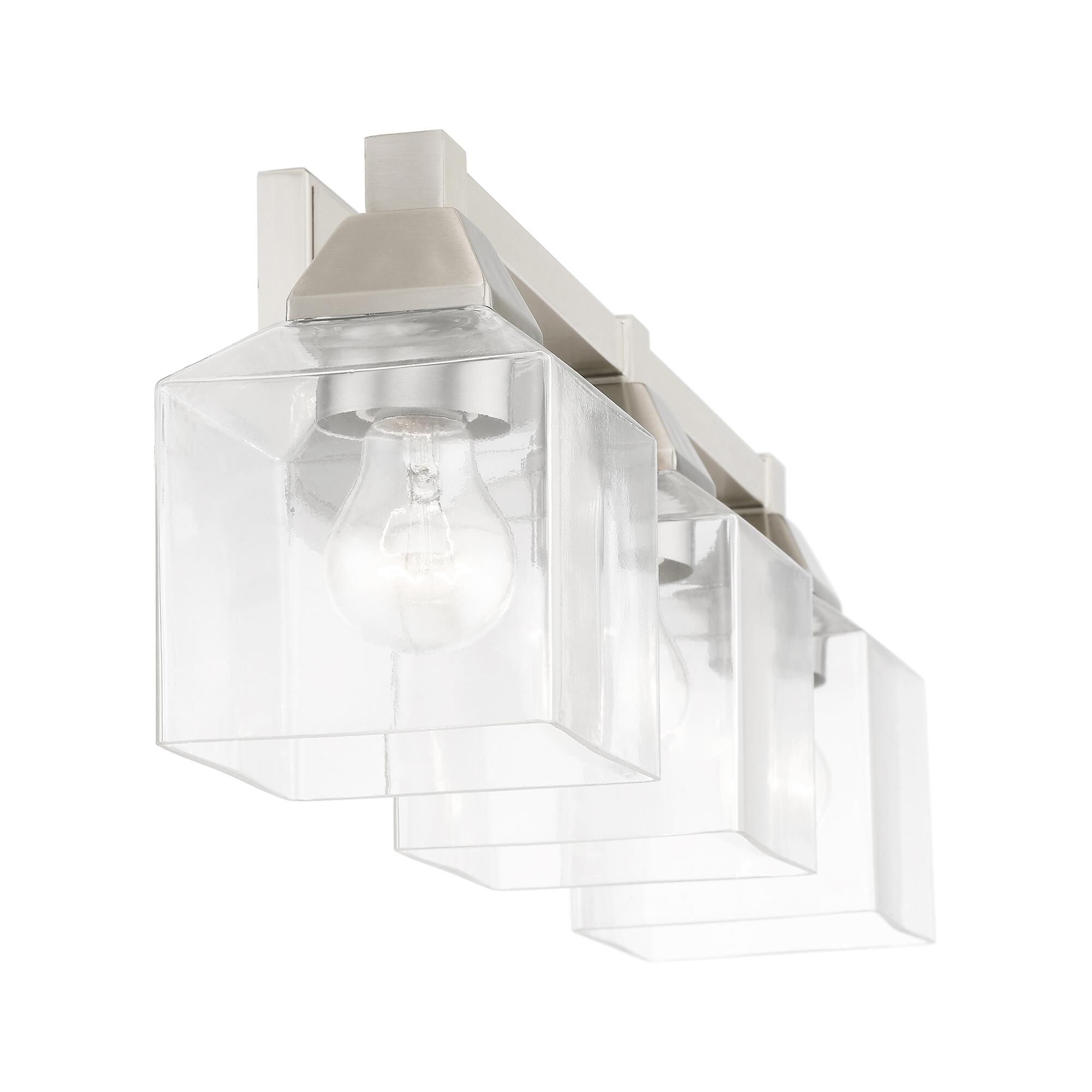 Shown in Brushed Nickel finish and Clear glass