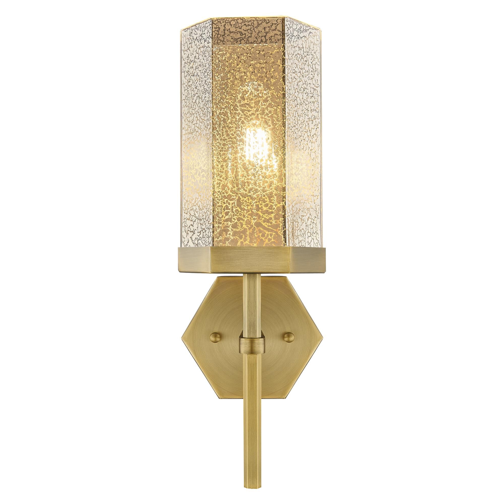 Shown in Brushed Brass finish and Mercury glass