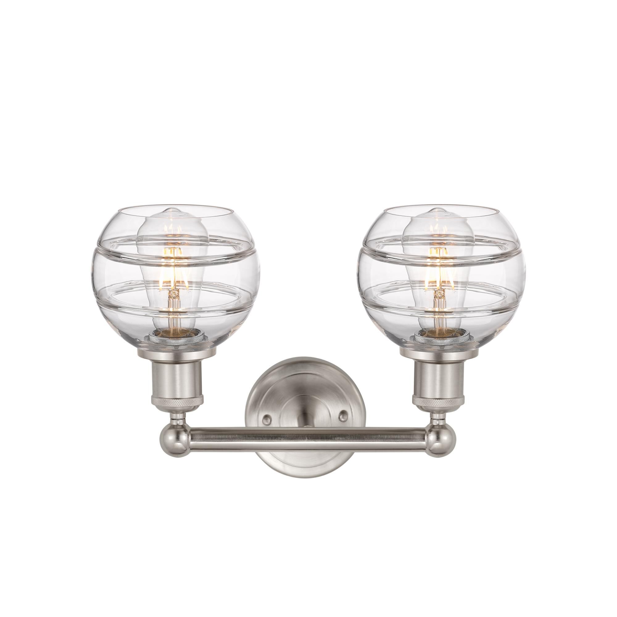 Shown in Brushed Satin Nickel finish and Clear glass