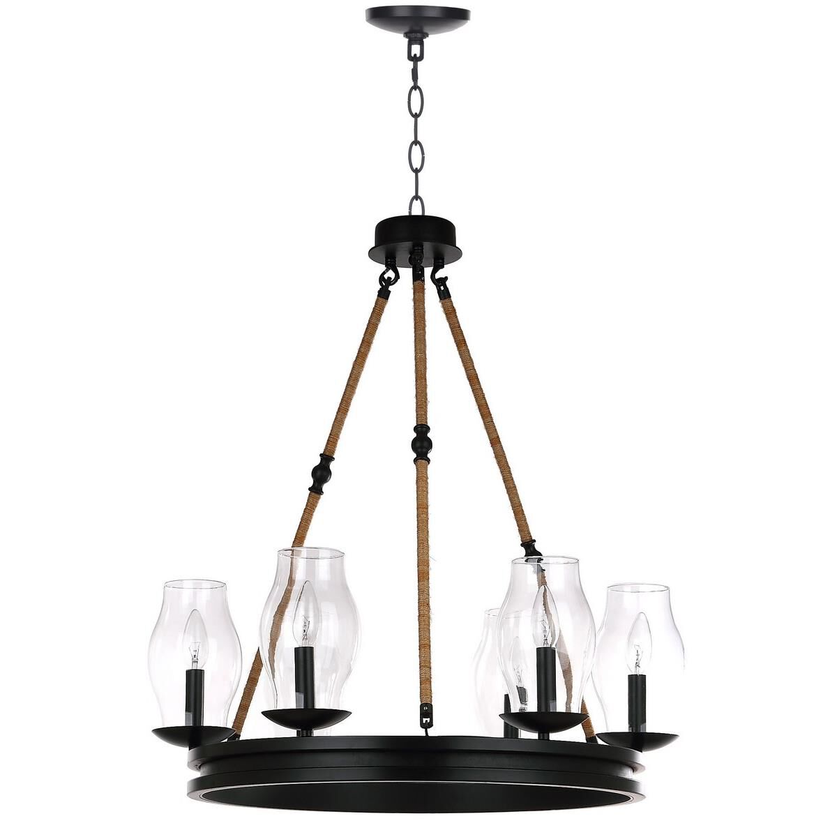 Shown in Black finish and Clear glass