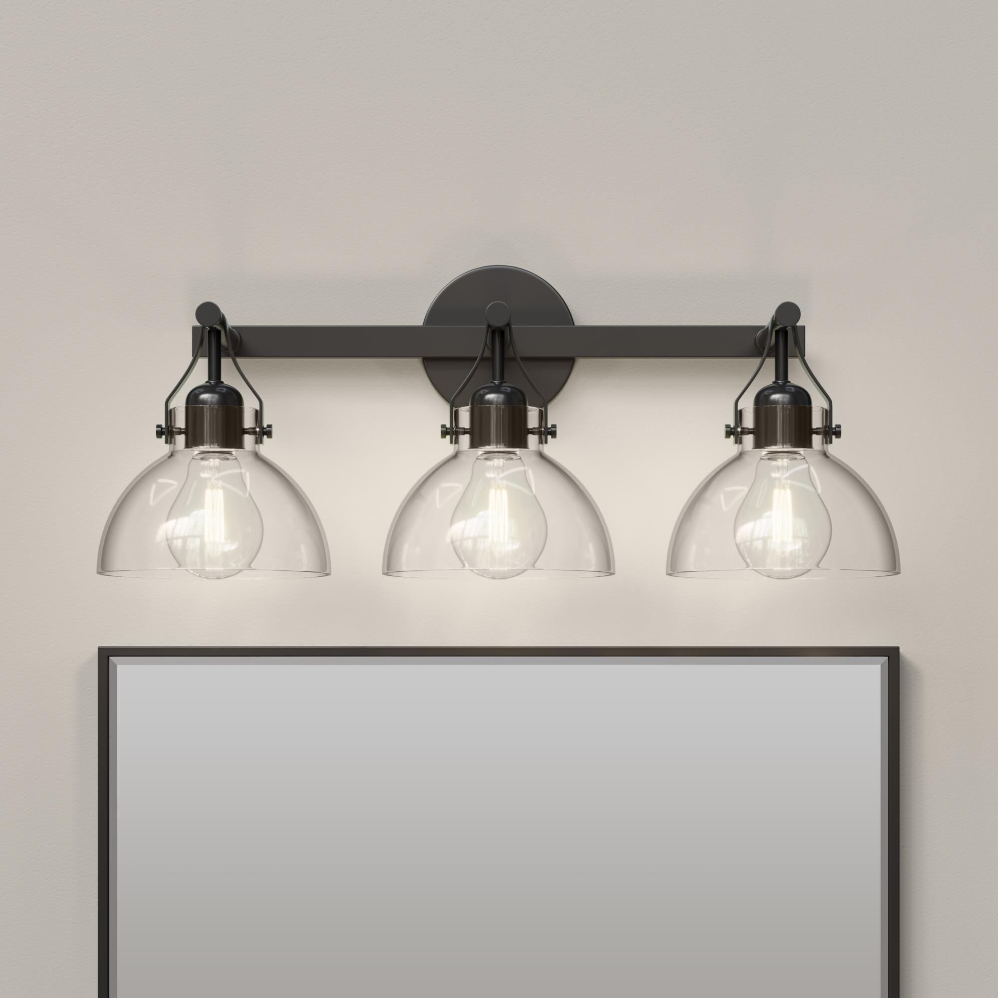 Shown in Matte Black finish and Clear glass