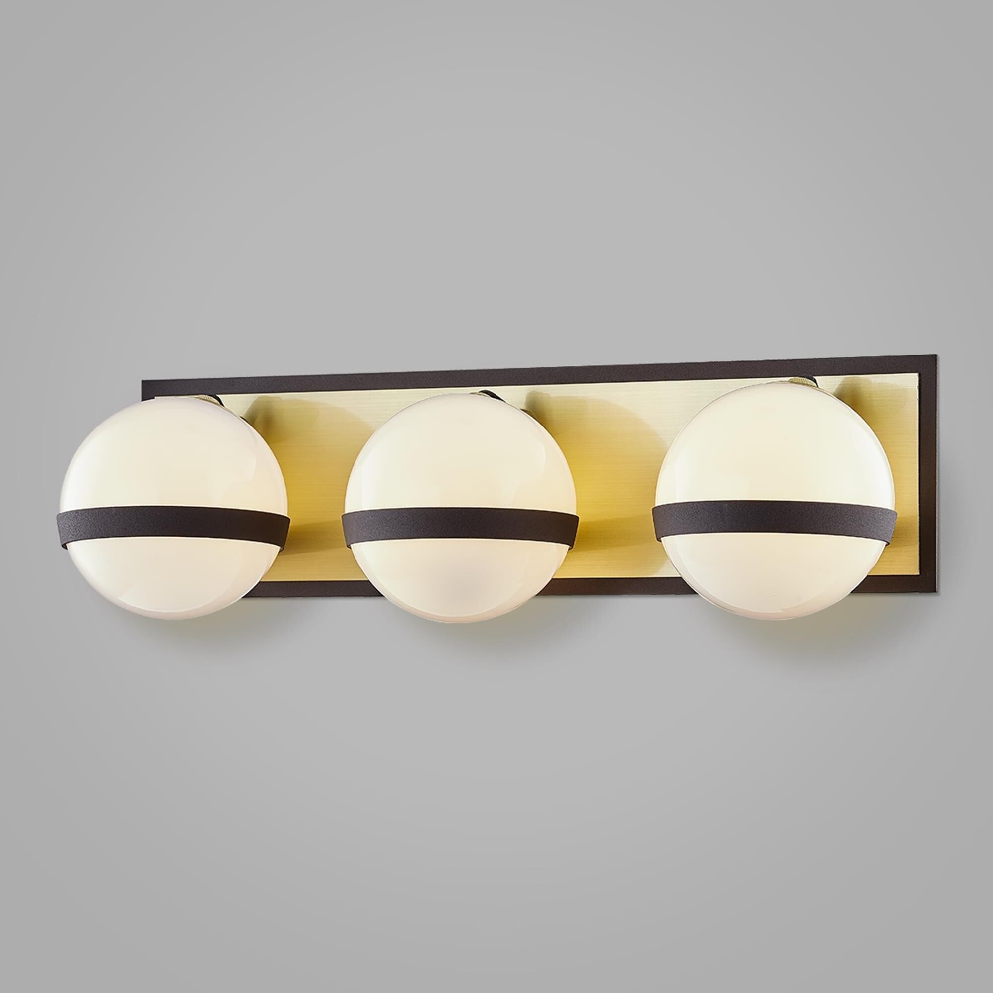Shown in Textured Bronze Brushed Brass finish and Opal White glass and Glass shade