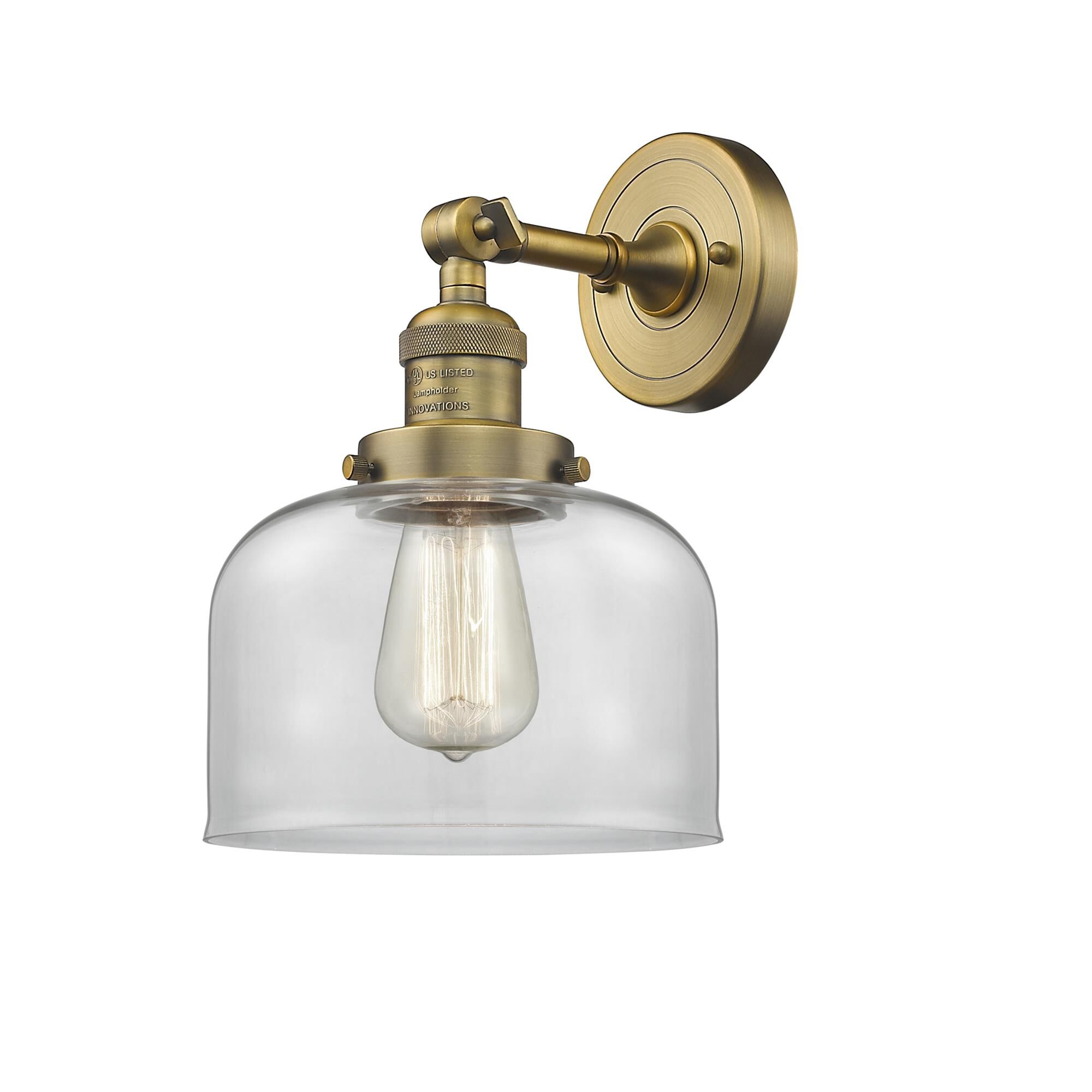 Shown in Brushed Brass finish and Clear glass