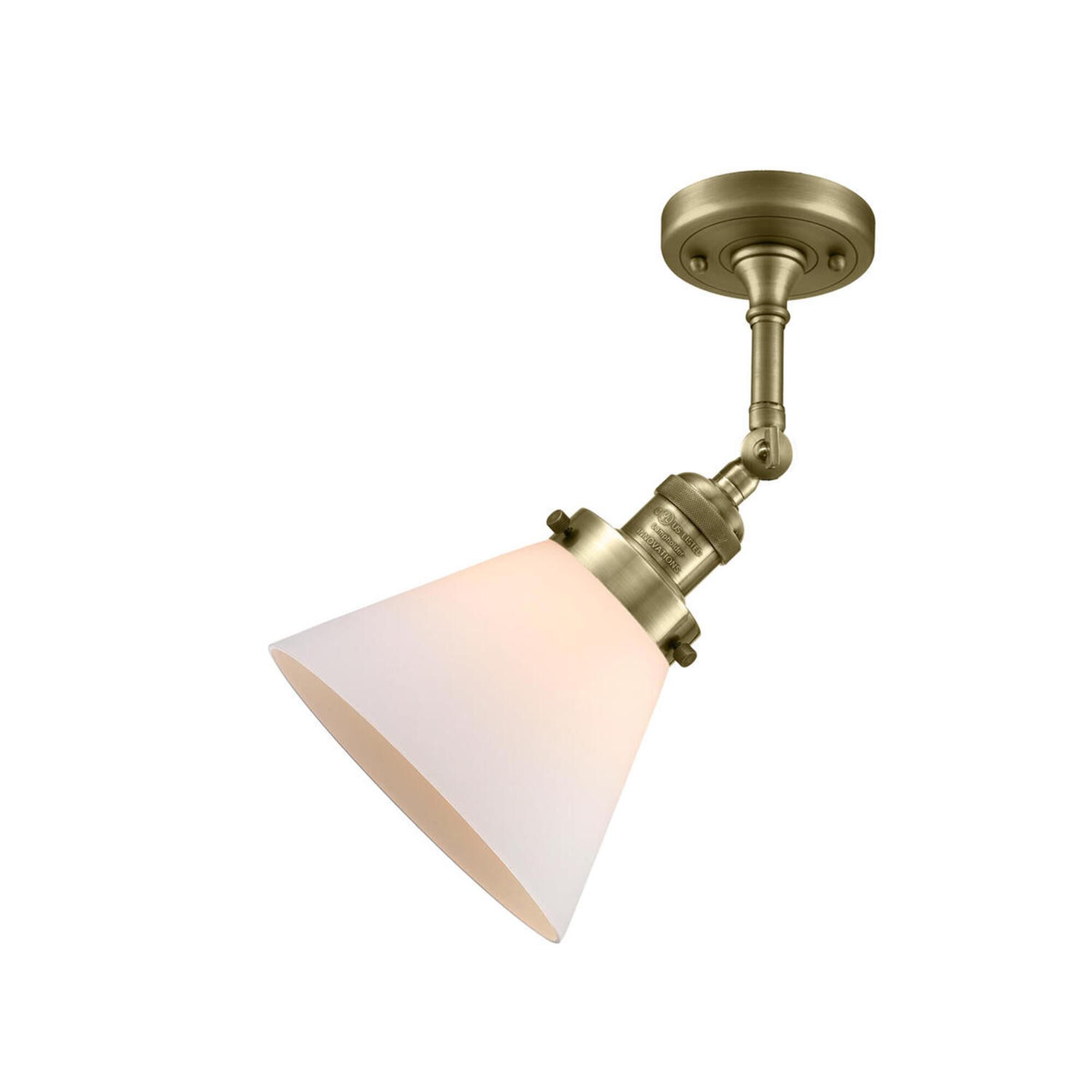 Shown in Antique Brass finish and Matte White Cased glass and Brushed Satin Nickel shade and No Accent accent
