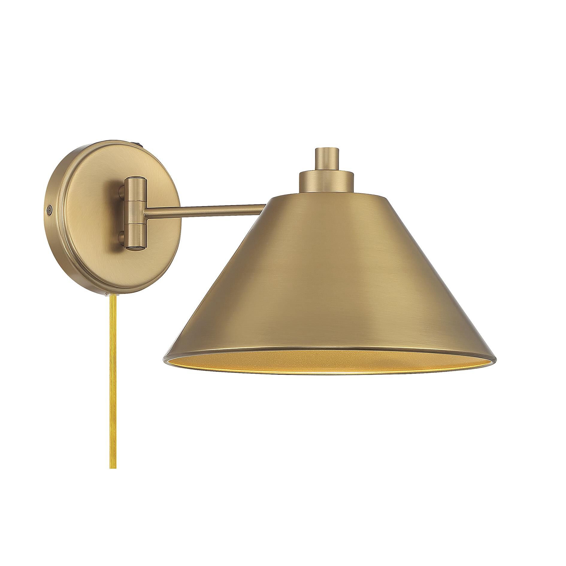 Shown in Natural Brass finish and Natural Brass Metal shade