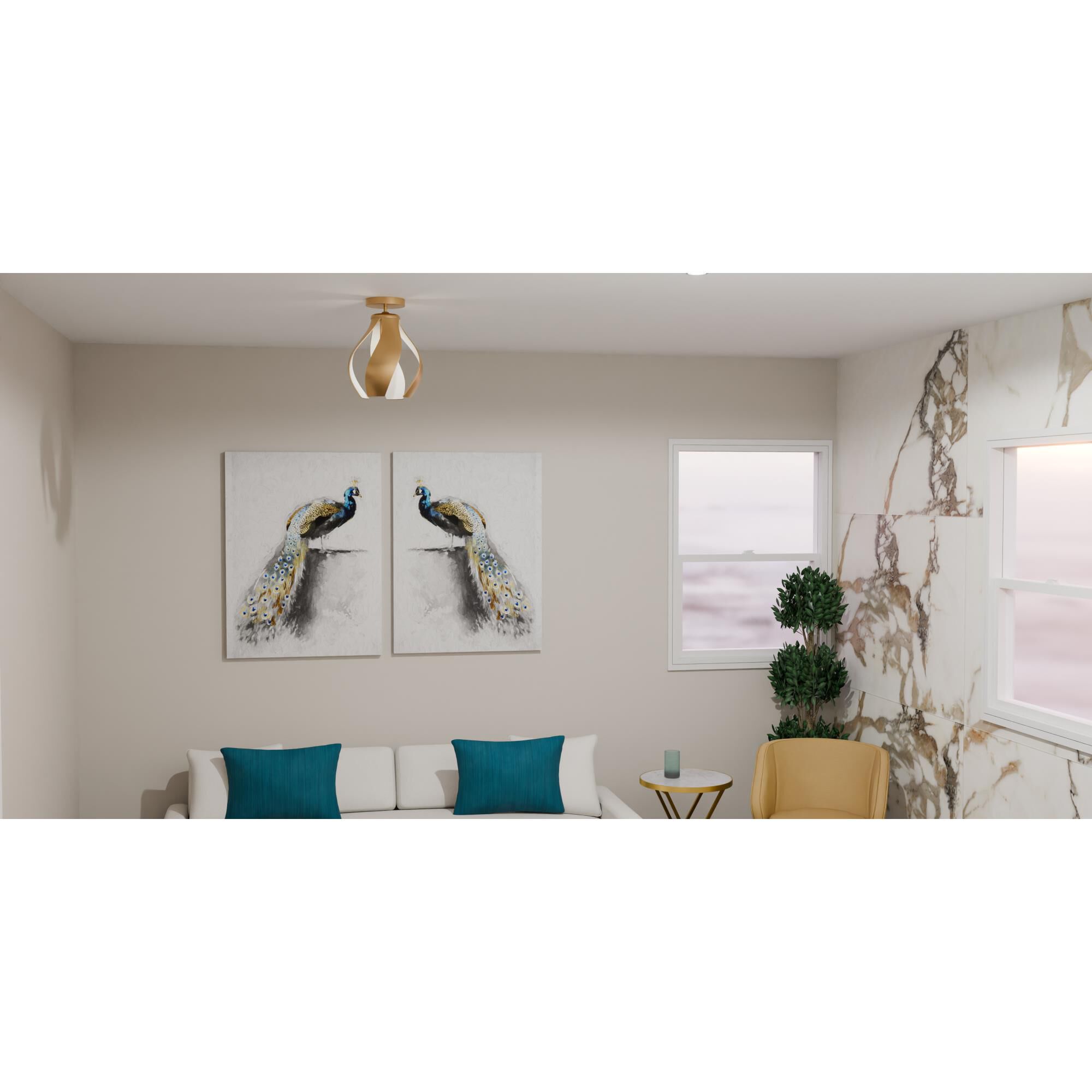 Shown in Brushed Weathered Brass finish and Metal shade