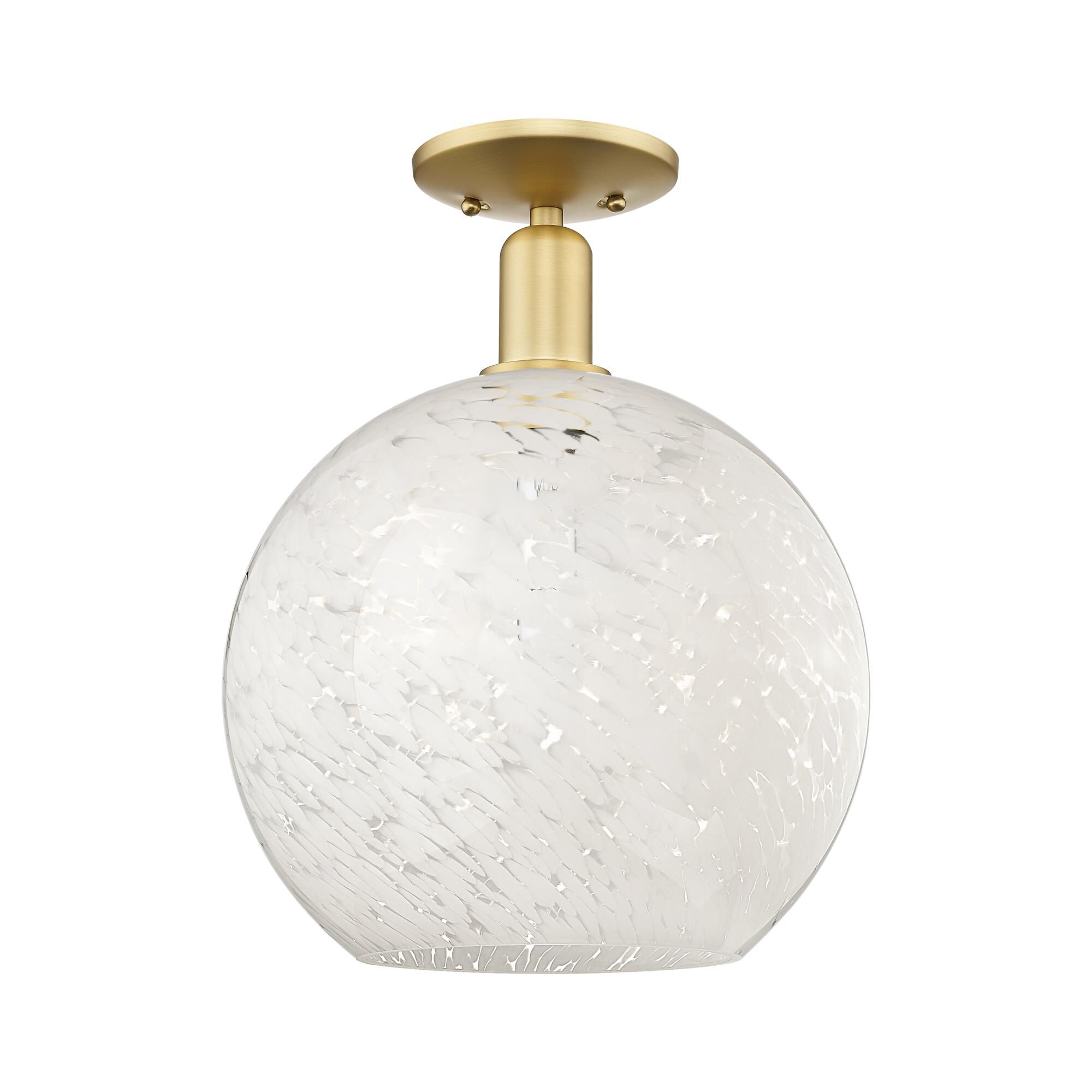 Shown in Satin Gold finish and White Mouchette glass