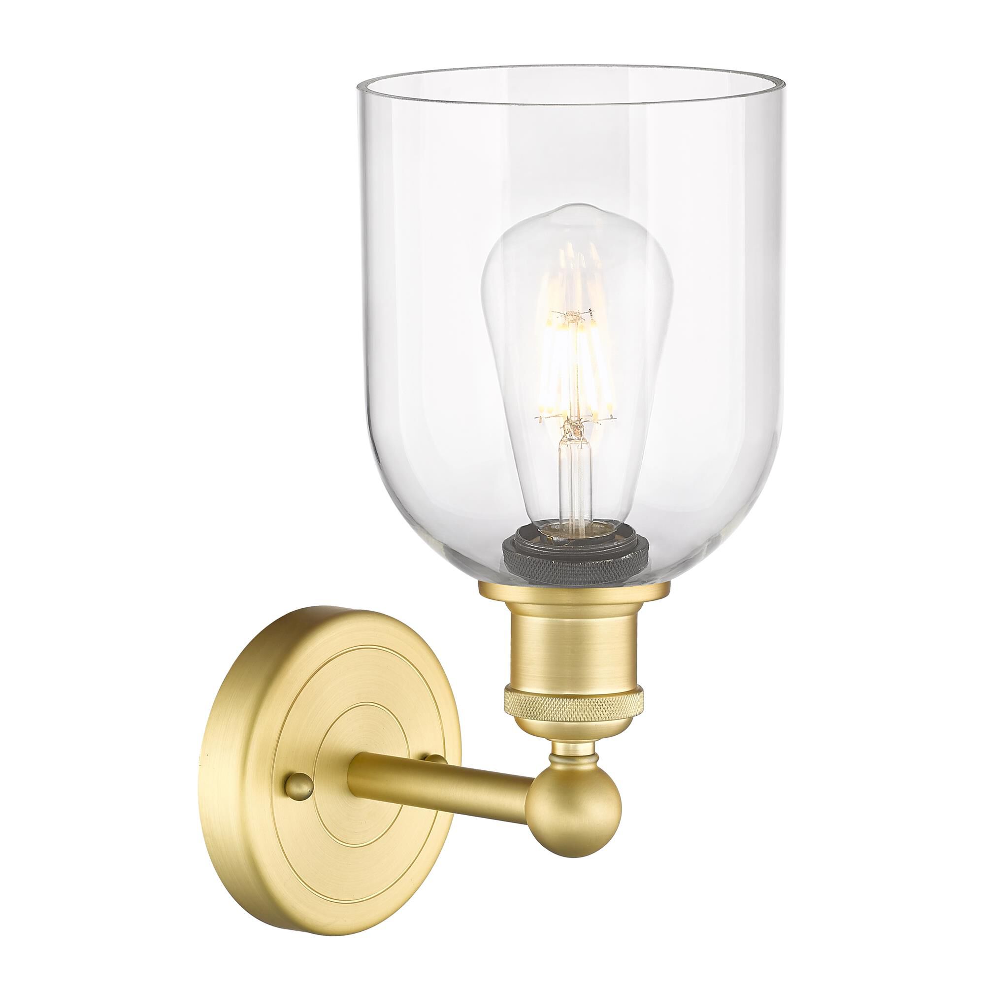 Shown in Satin Gold finish and Clear glass