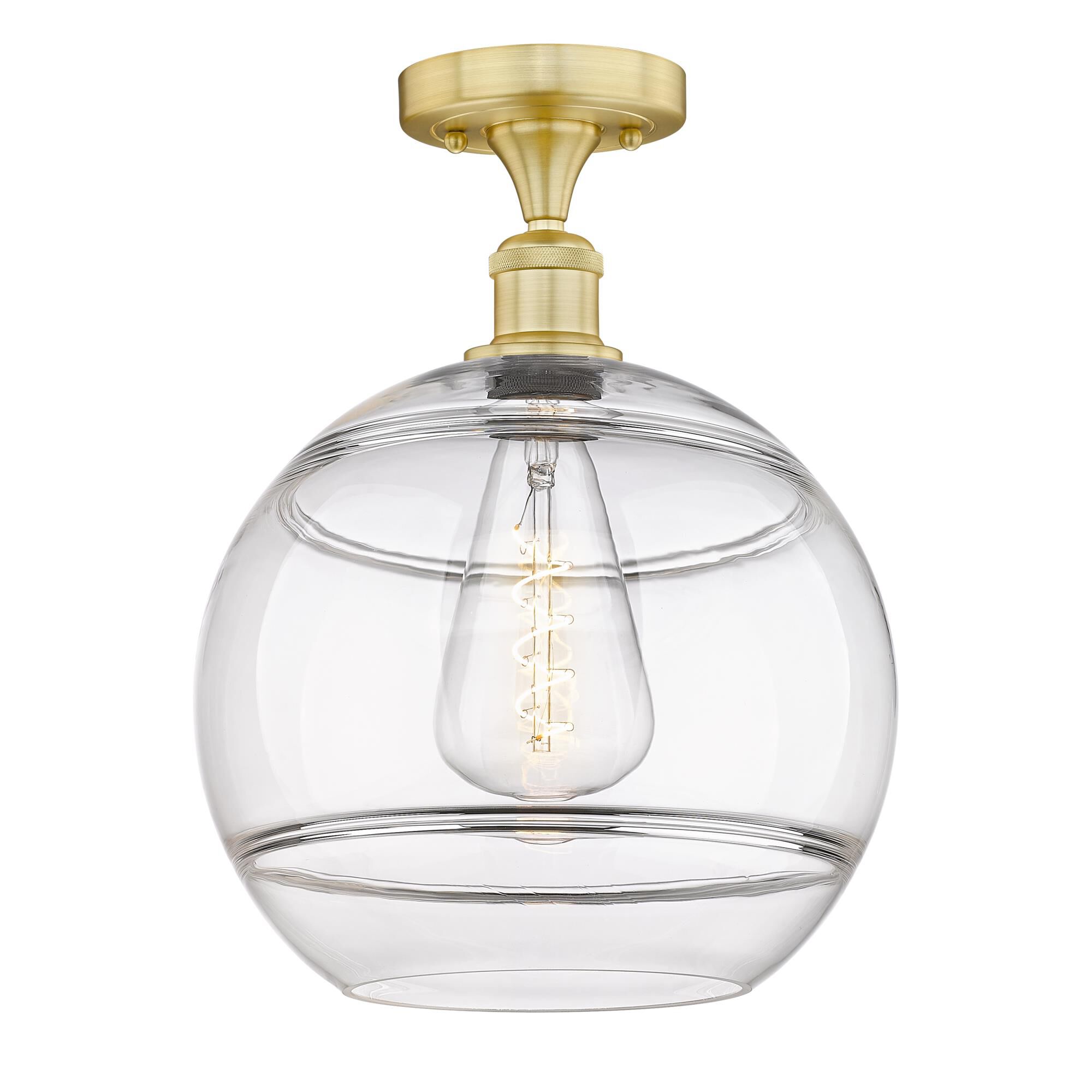 Shown in Satin Gold finish and Clear glass