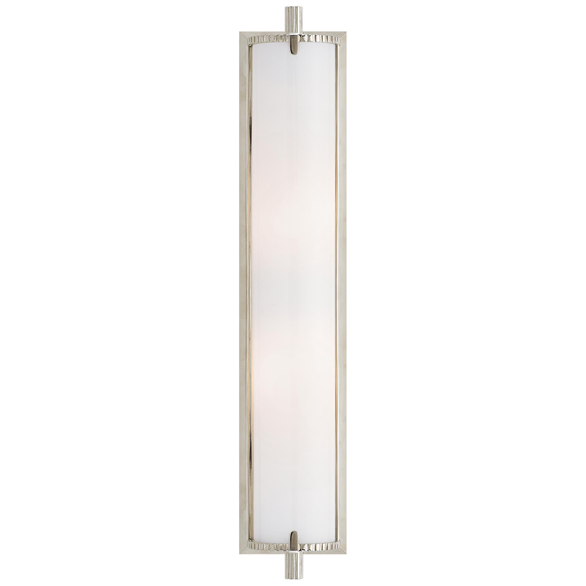 Shown in Polished Nickel finish and White glass