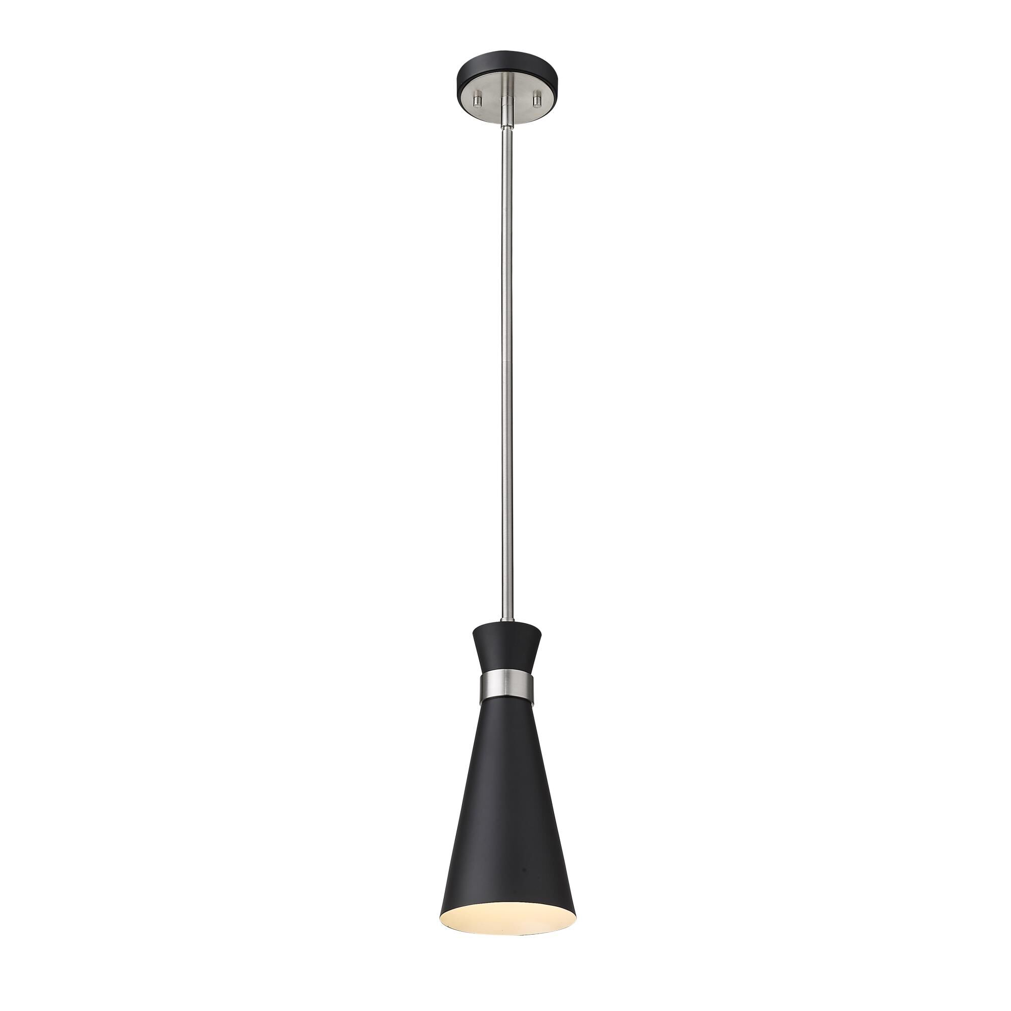 Shown in Matte Black + Brushed Nickel finish and Metal glass and Metal shade