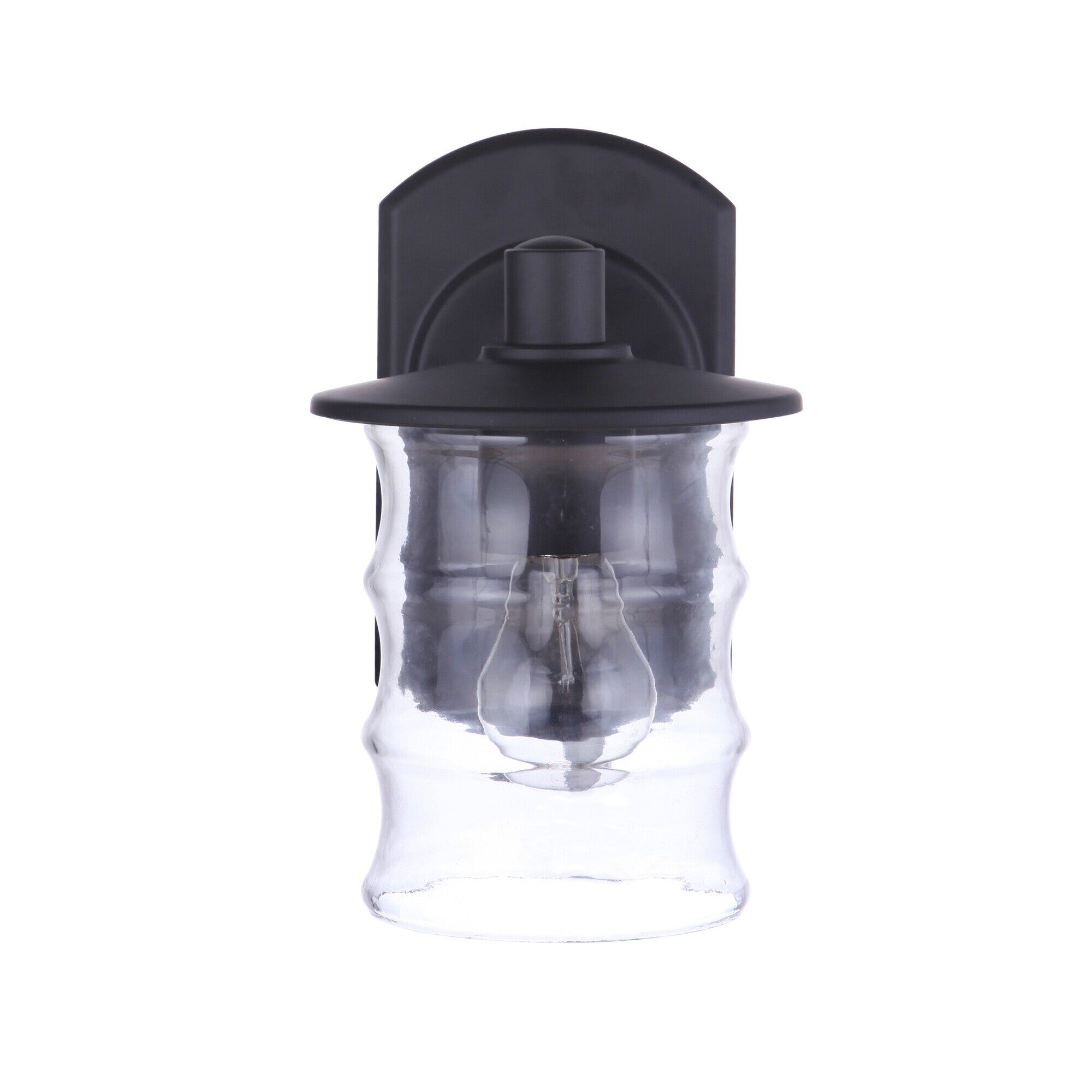 Shown in Midnight finish and Clear glass and Glass shade