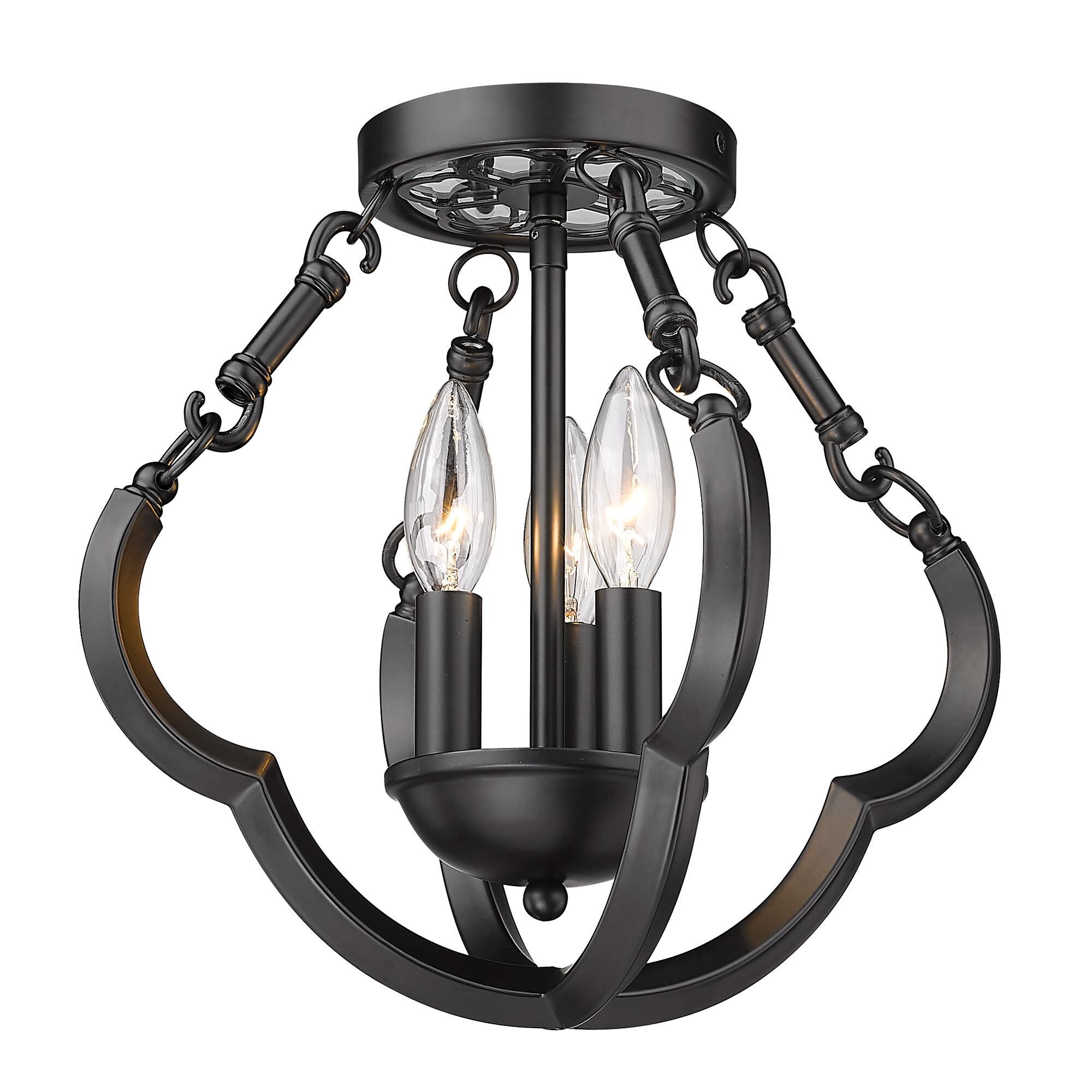 Saxon 12 Inch 3 Light Semi Flush Mount by Golden Lighting