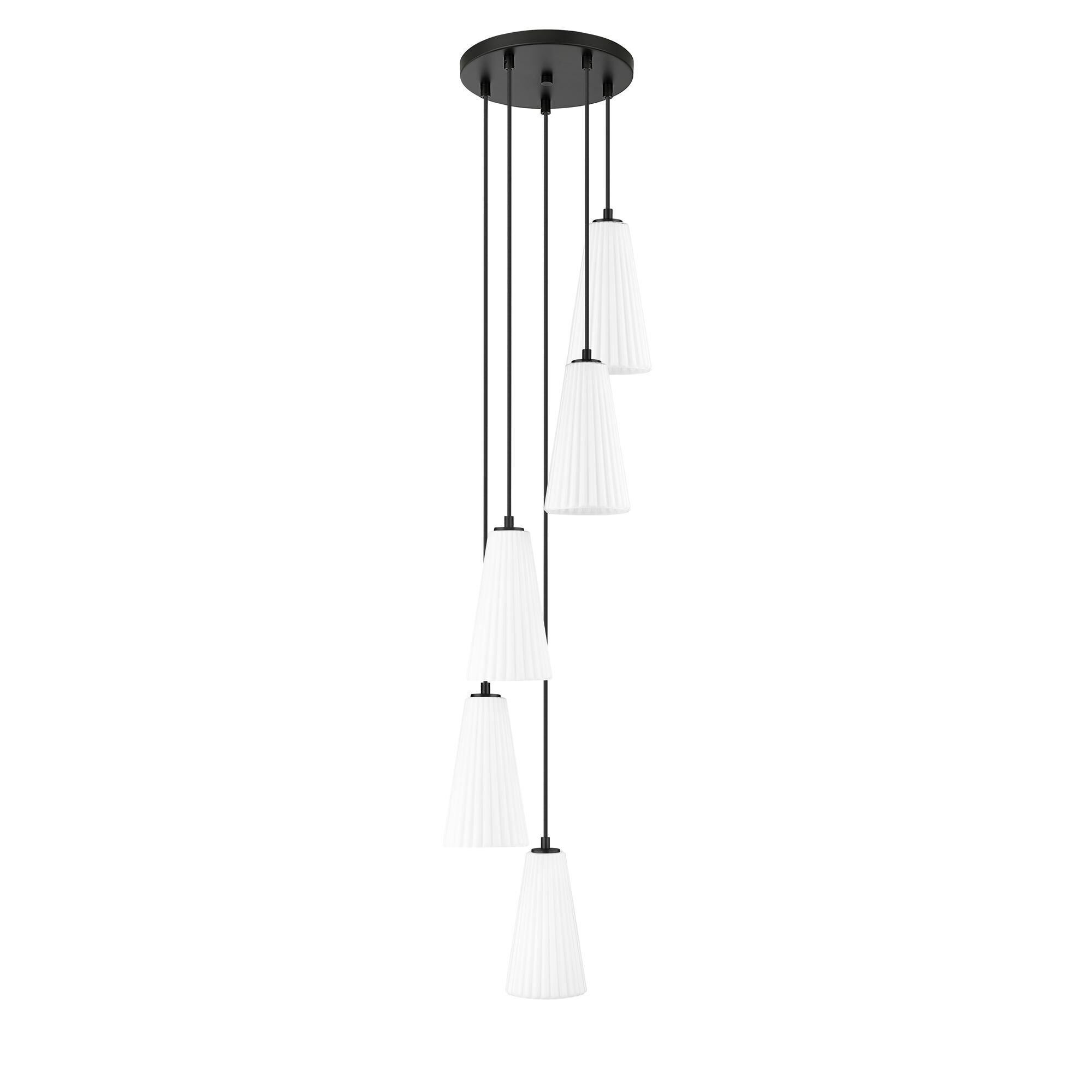 Shown in Matte Black finish and White glass and White shade