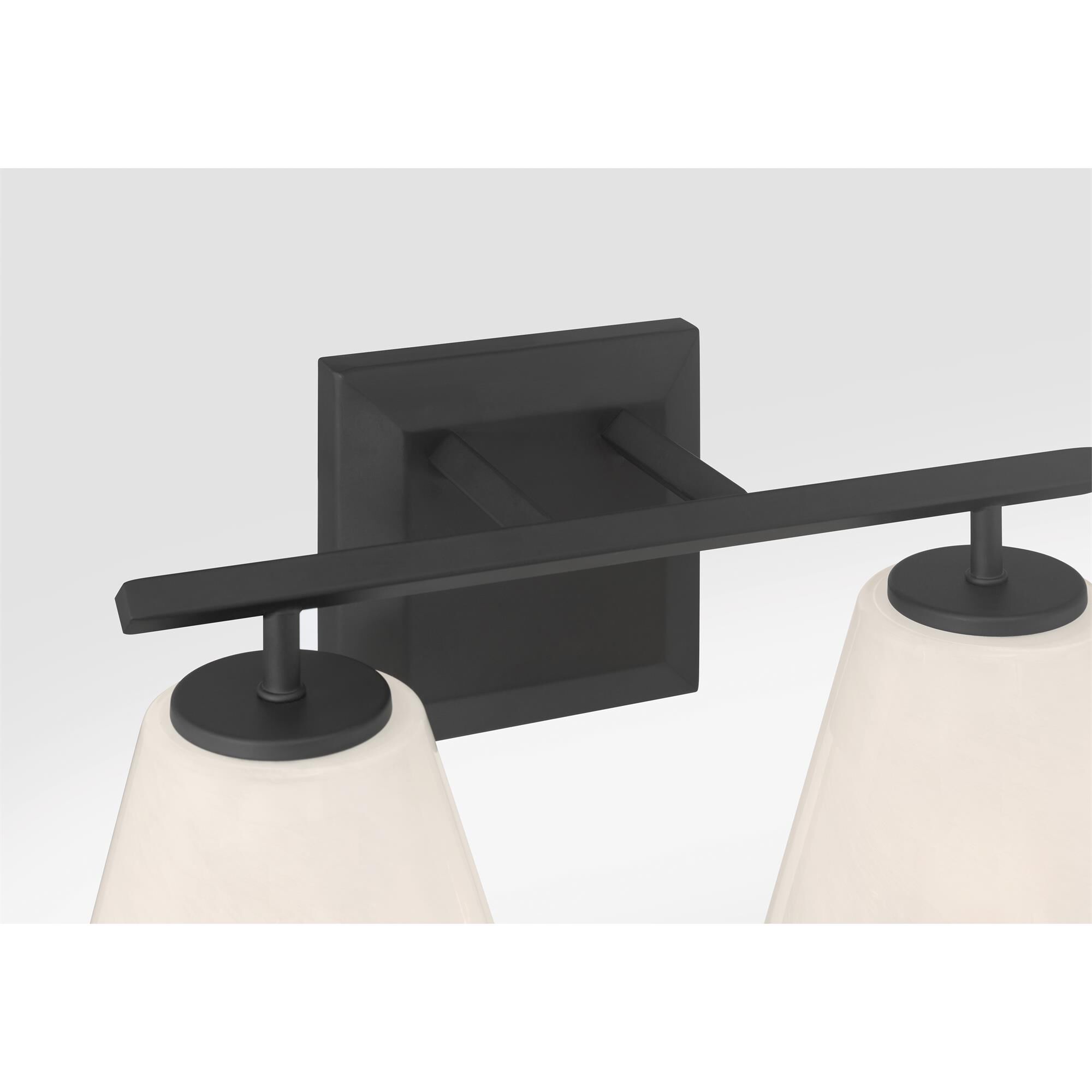 Shown in Dark Matte Black finish and Alabaster glass