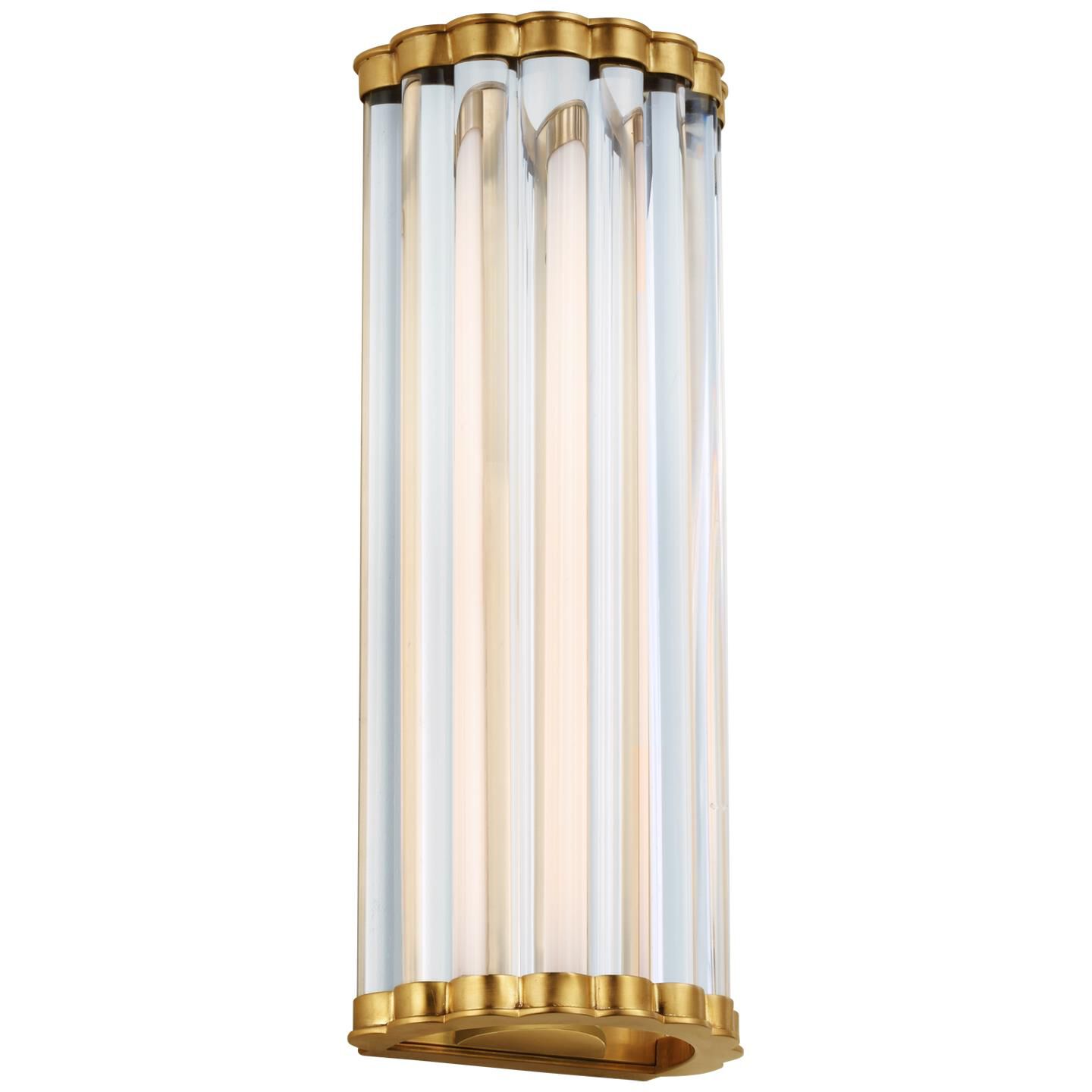 Shown in Antique-Burnished Brass finish and Clear Glass shade