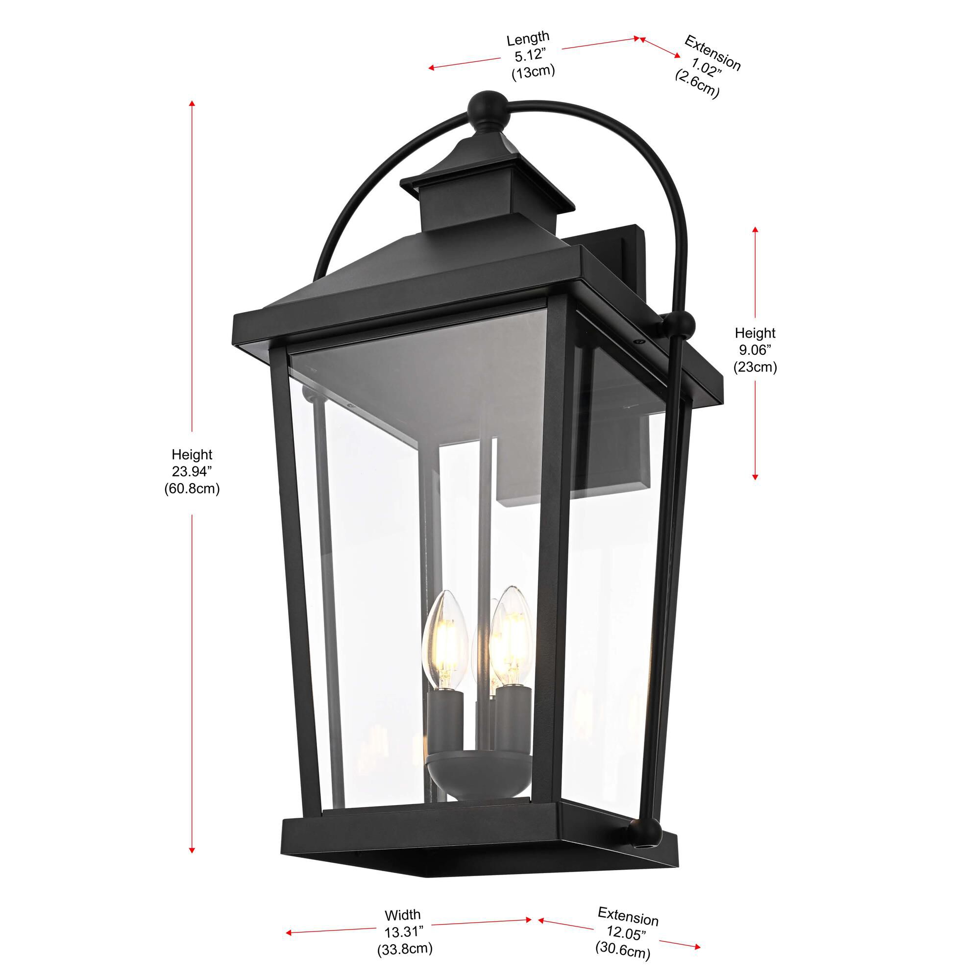 Shown in Black finish and Clear glass