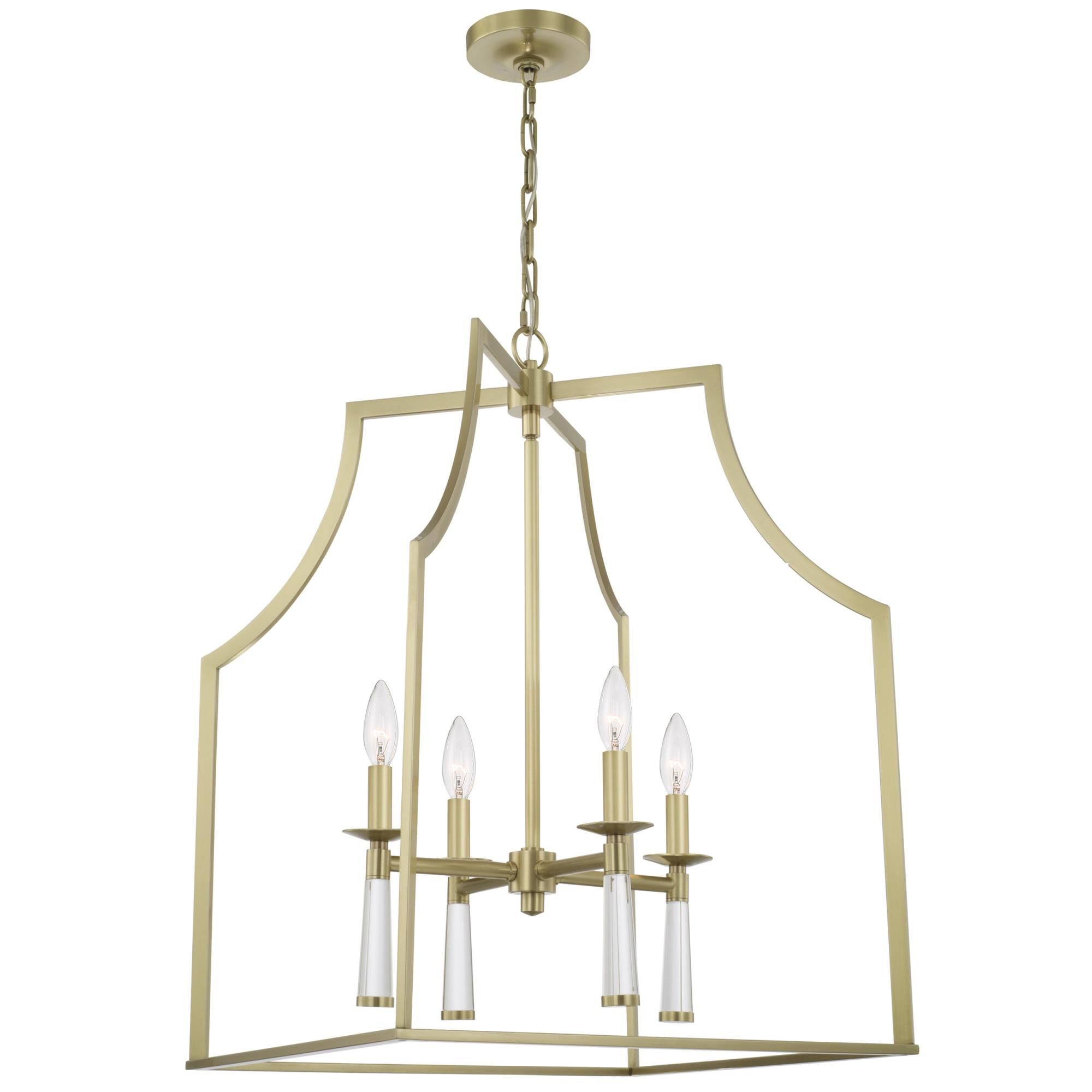 Shown in Aged Brass finish and Glass Finials crystal and Silk glass and White shade