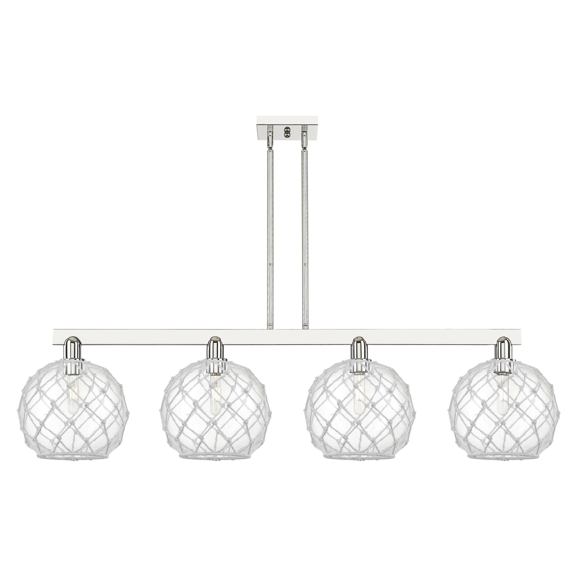 Shown in Polished Nickel finish and Clear with White Rope glass