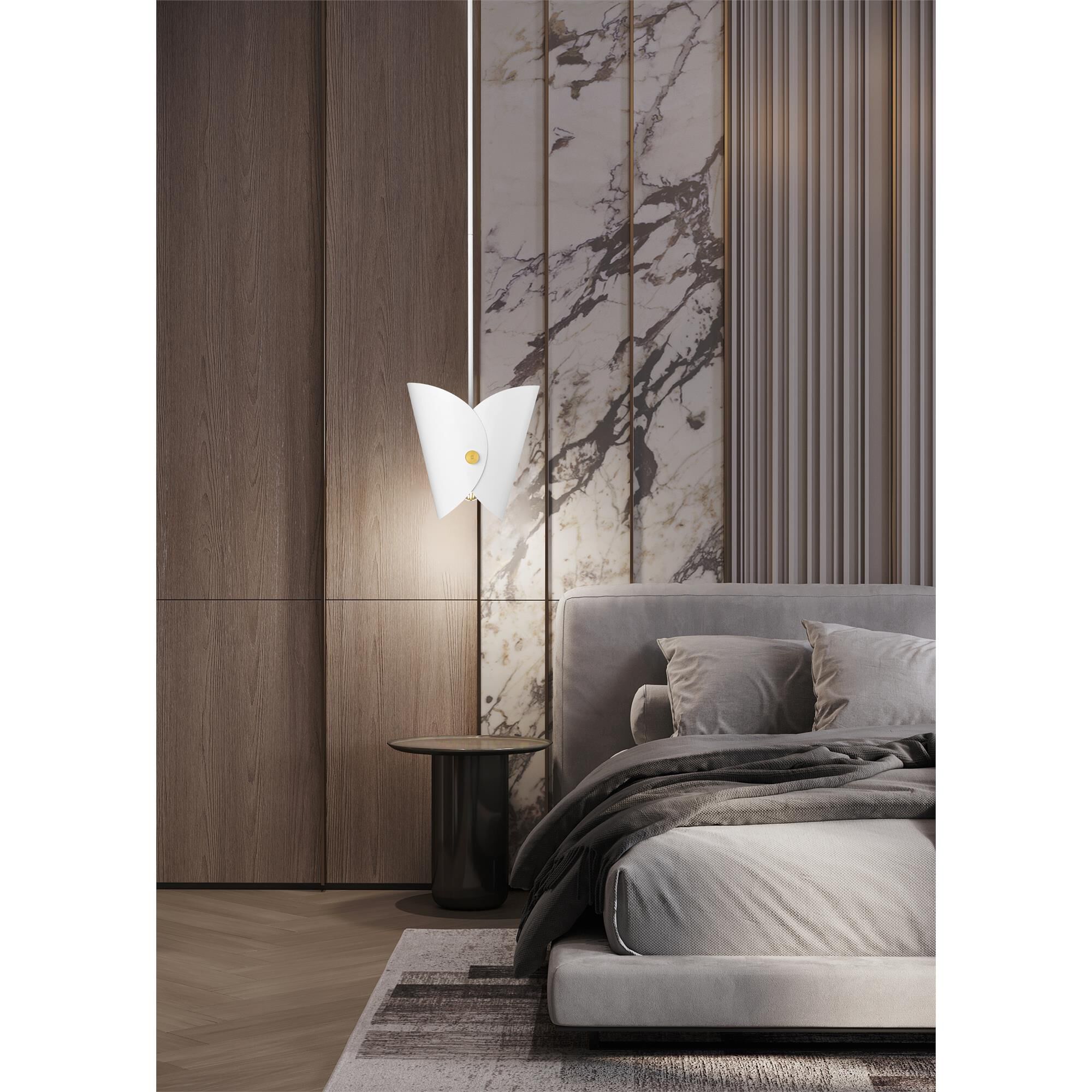 Shown in Matte White finish and Matte White Outer And Gold Inner glass and Matte White Outer And Gold Inner shade