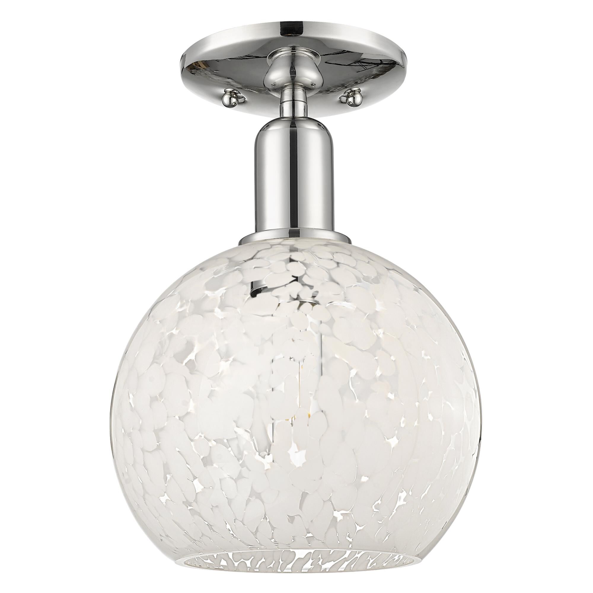 Shown in Polished Nickel finish and White Mouchette glass