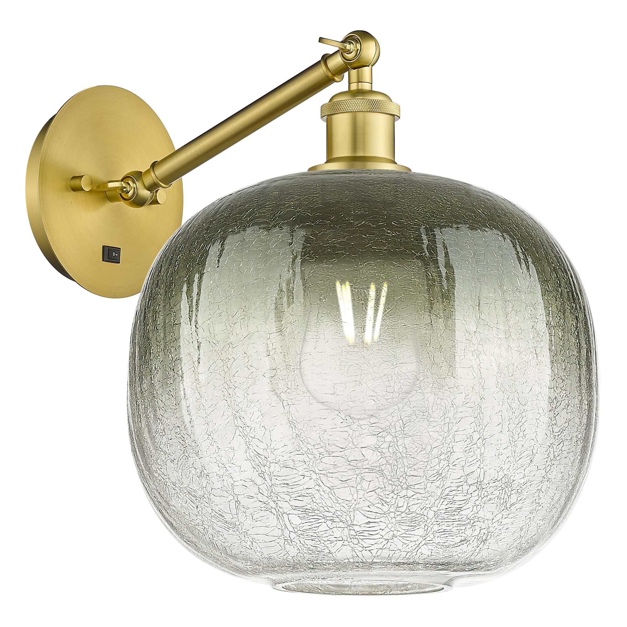Shown in Satin Gold finish and Slate glass