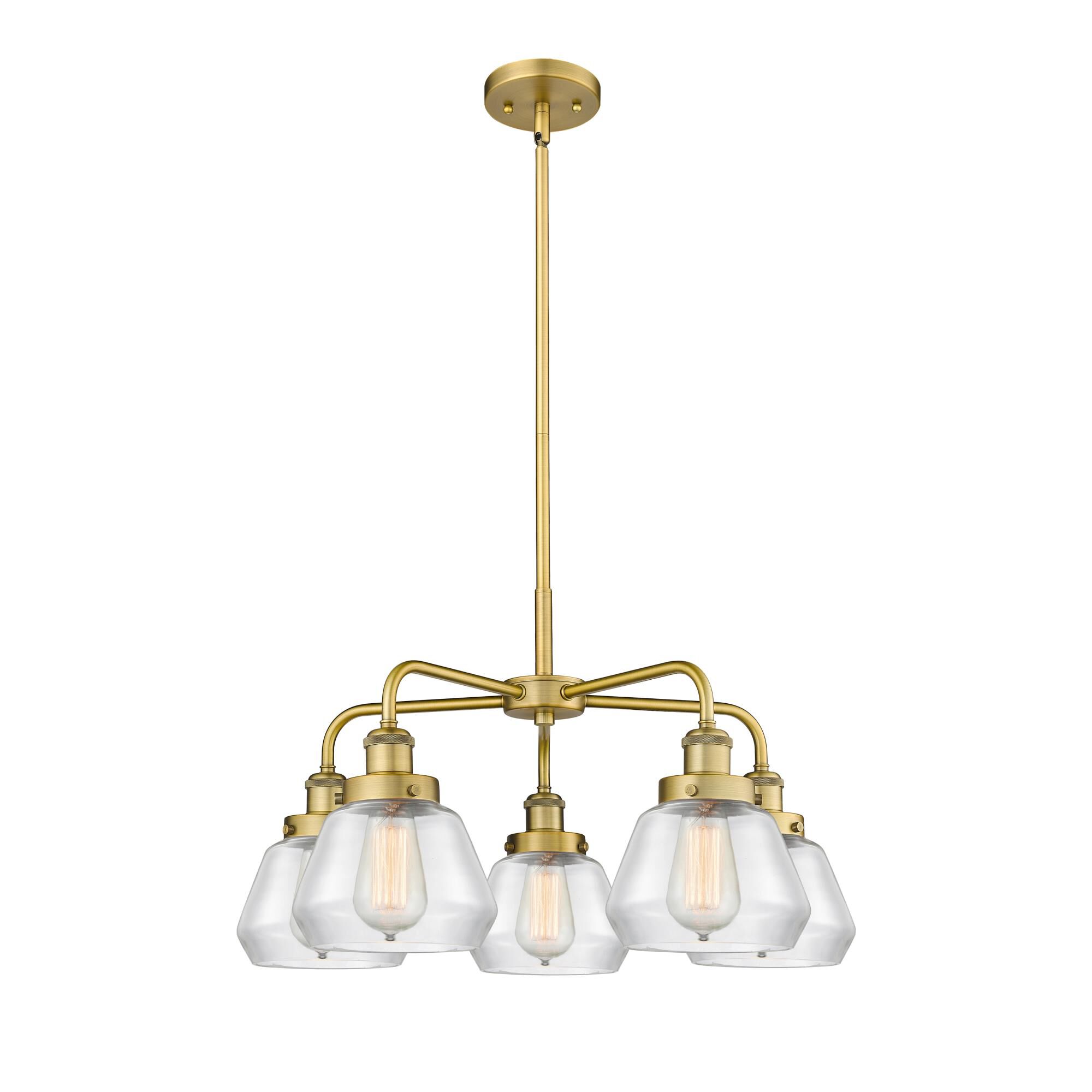 Shown in Brushed Brass finish and Clear glass