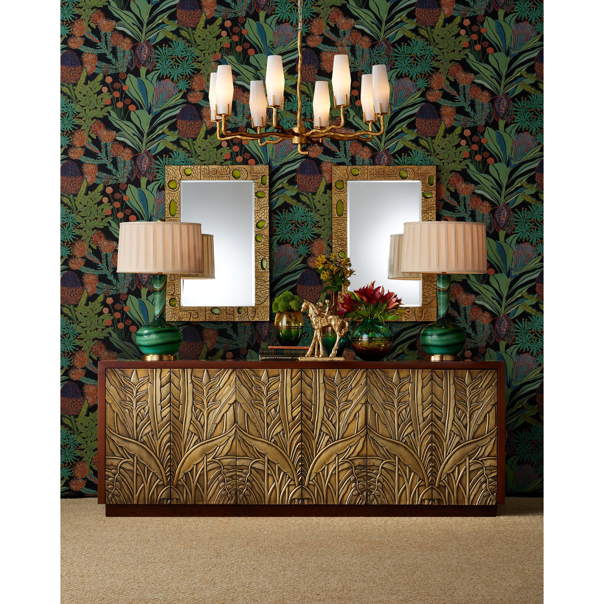 Shown in Walnut and Antique Brass finish