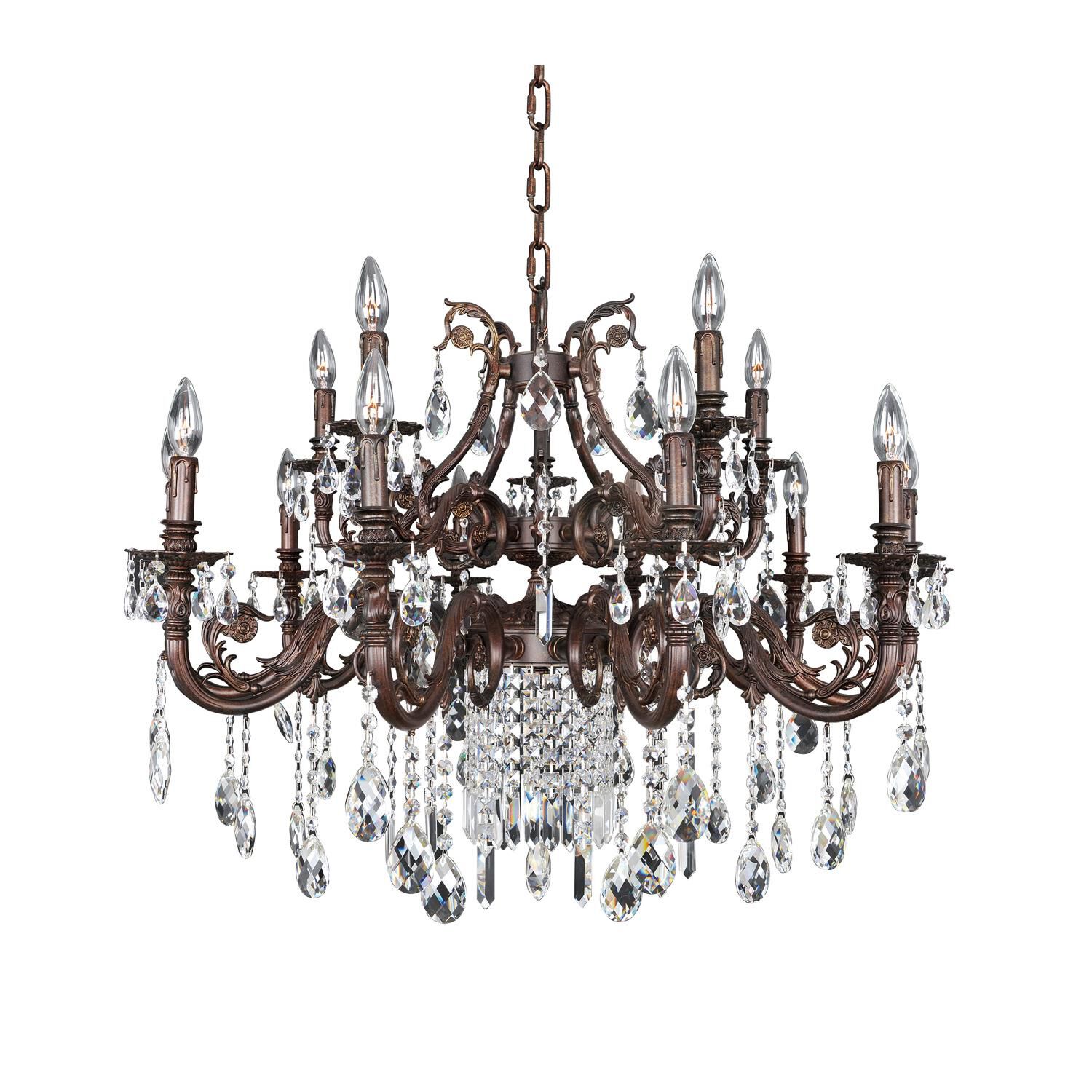 Shown in Sienna Bronze W/Antique Silver Leaf Accents. finish and Firenze Clear crystal