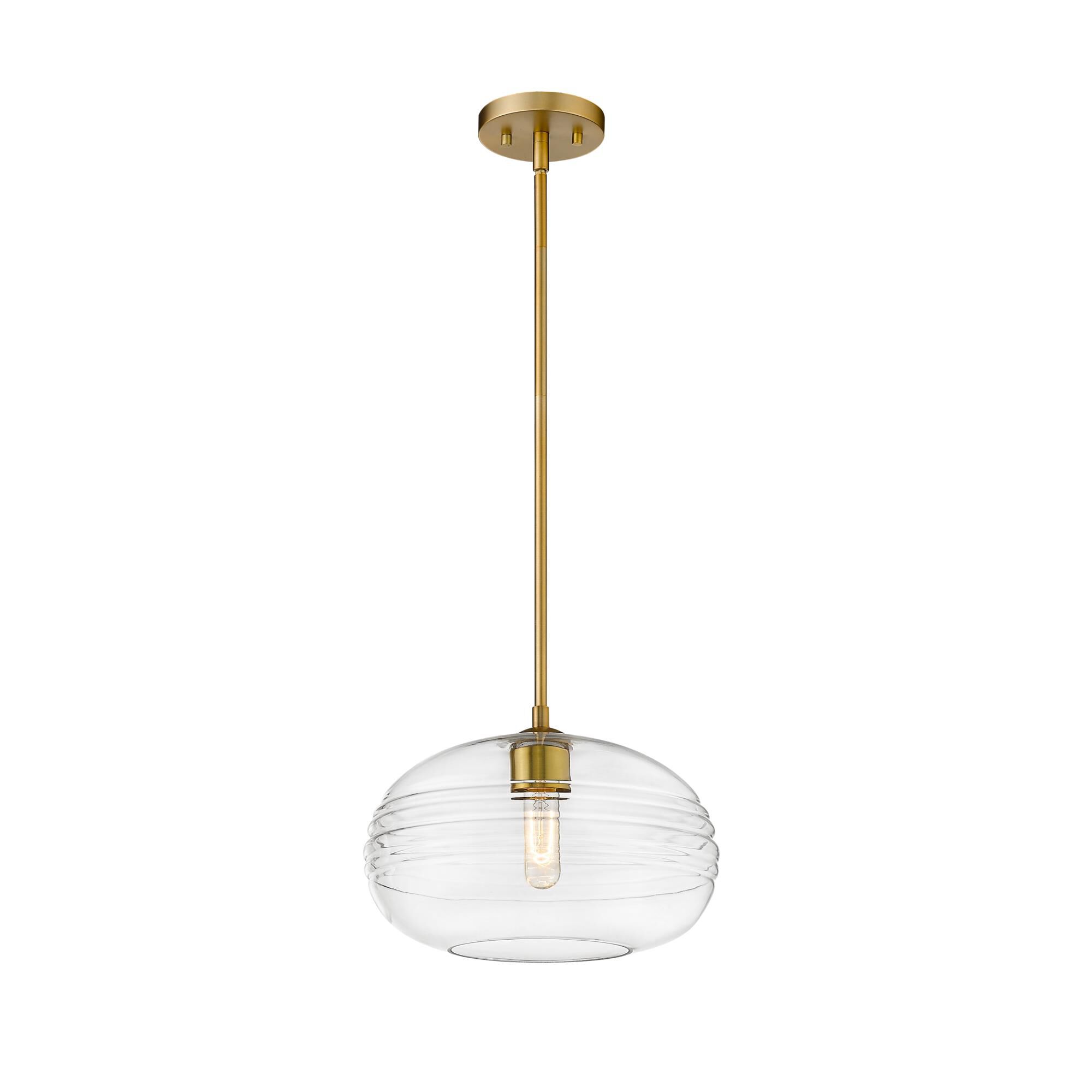 Shown in Olde Brass finish and Glass shade