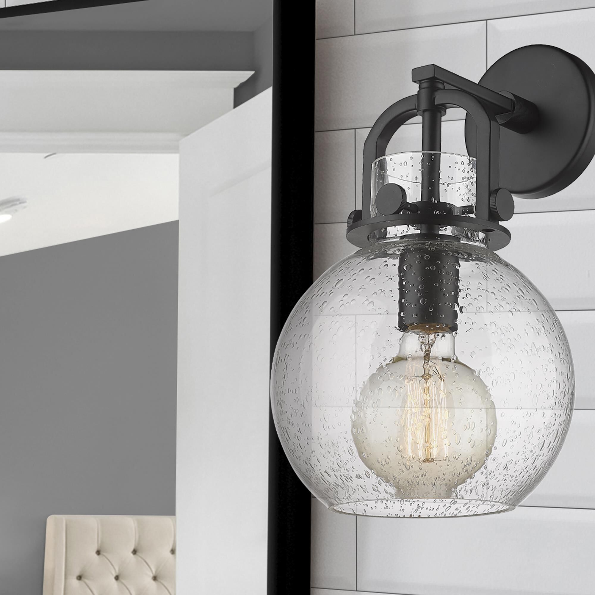 Shown in Matte Black finish and Seedy glass