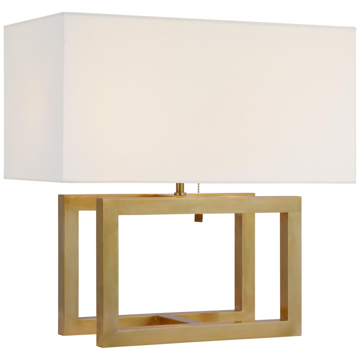 Shown in Hand-Rubbed Antique Brass finish and Linen shade