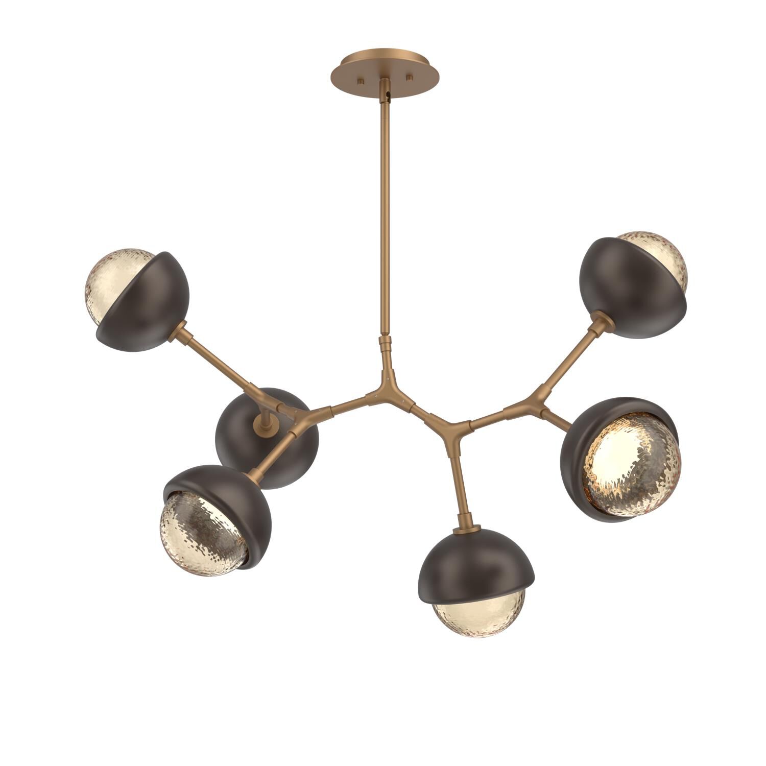 Shown in Novel Brass finish and Amber glass and Flat Bronze accent
