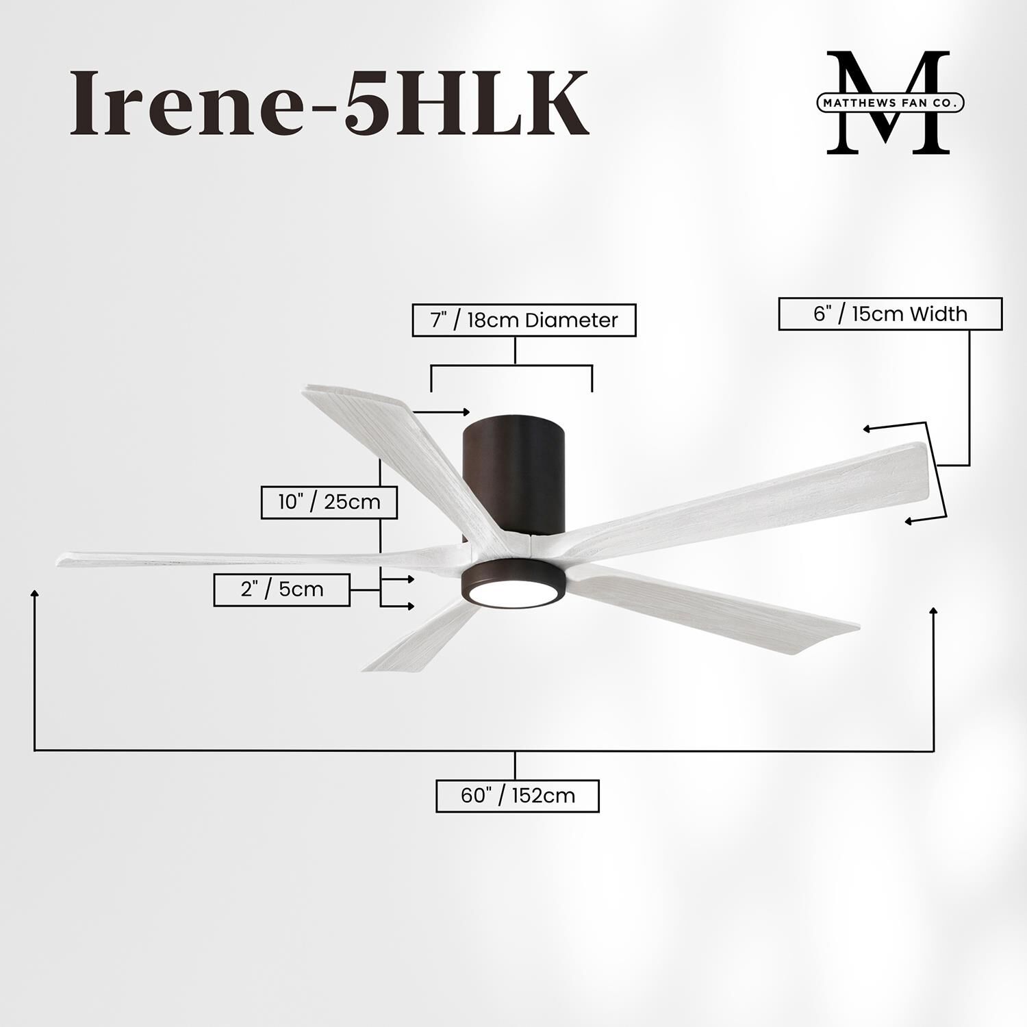 Irene 60 Inch Flush Mount Fan with Light Kit by Matthews Fan Company